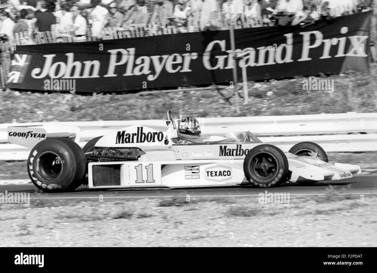 James Hunt in a McLaren M23 at the British GP at Brands Hatch 1976 Stock Photo