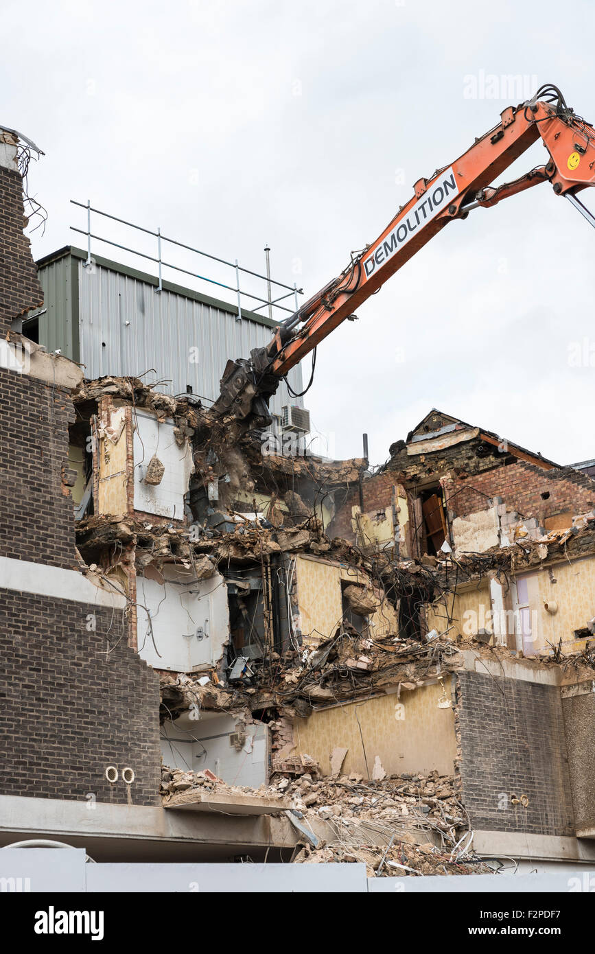 Demolition of part of University Arms Hotel Cambridge Cambridgeshire England Stock Photo