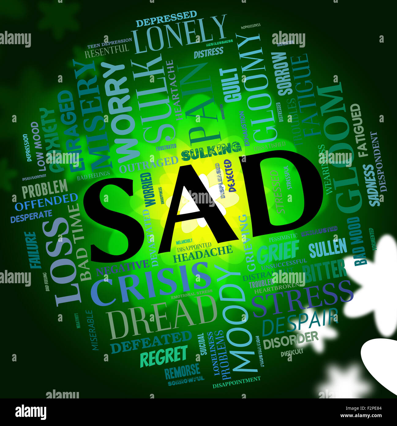 Sad Word Showing Broken Hearted And Glum Stock Photo Alamy