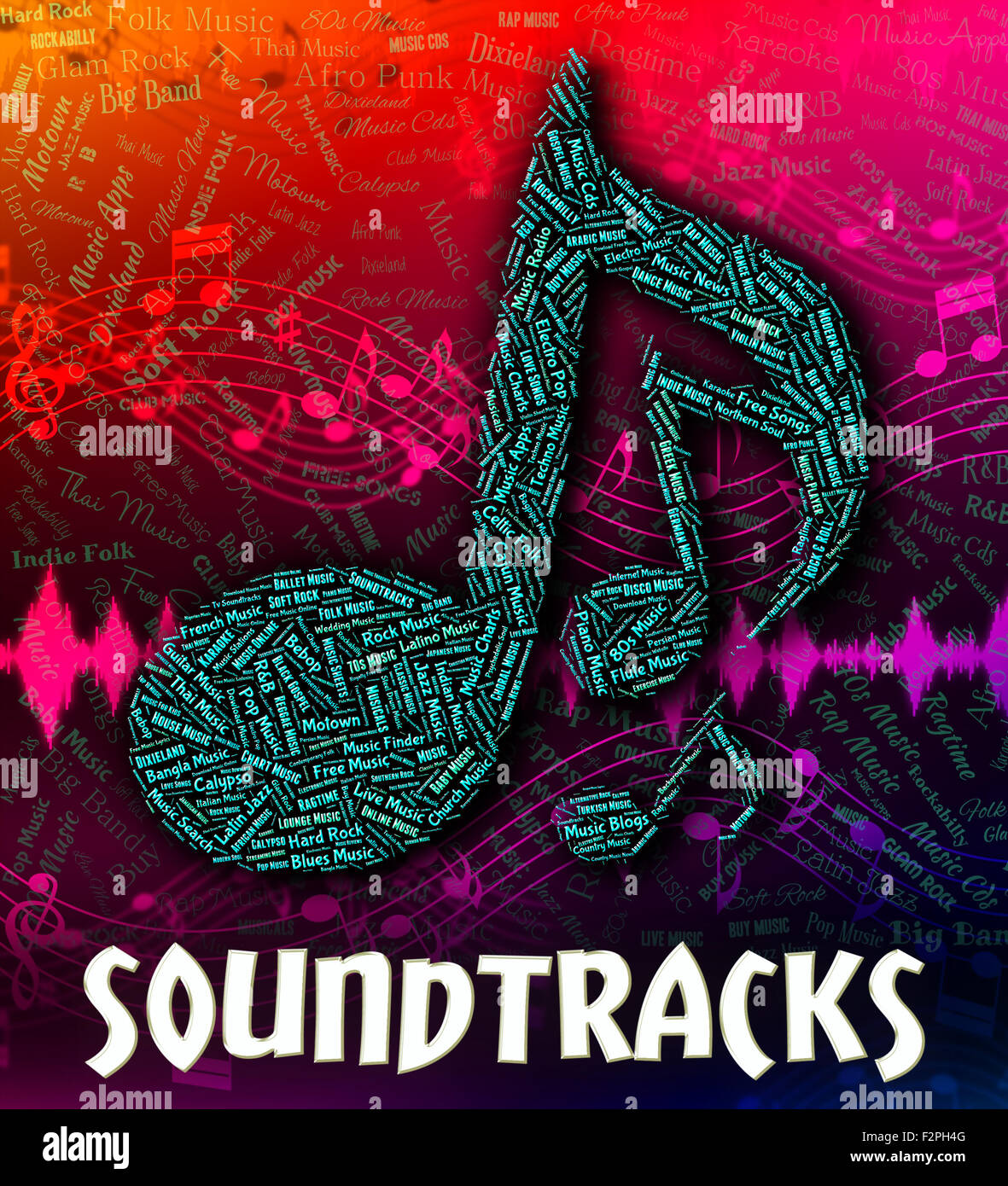 Soundtracks Music Representing Motion Picture And Tunes Stock Photo