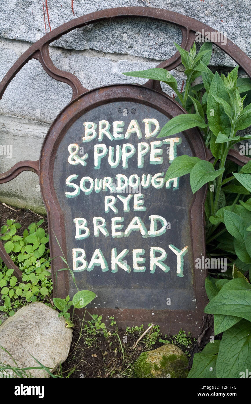Homebaked bread is served at no charge to guests of Bread & Puppet Theater Company performances, Glover, Vermont, USA Stock Photo