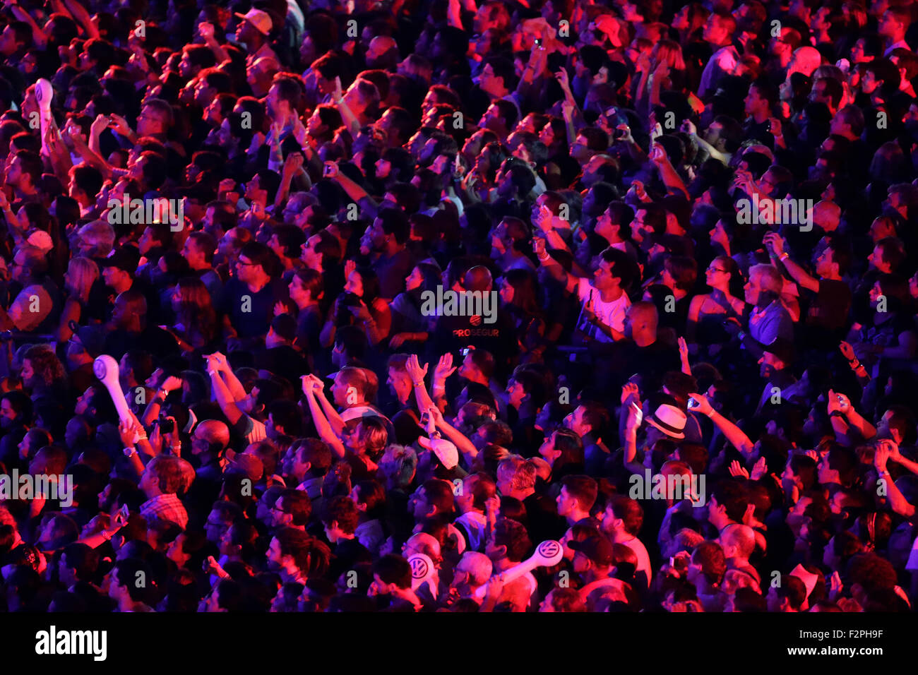 Rio de Janeiro, September, 20th,2015- Rock in Rio. fans enjoy takes pictures of the show. Photo Antonio Scorza Stock Photo
