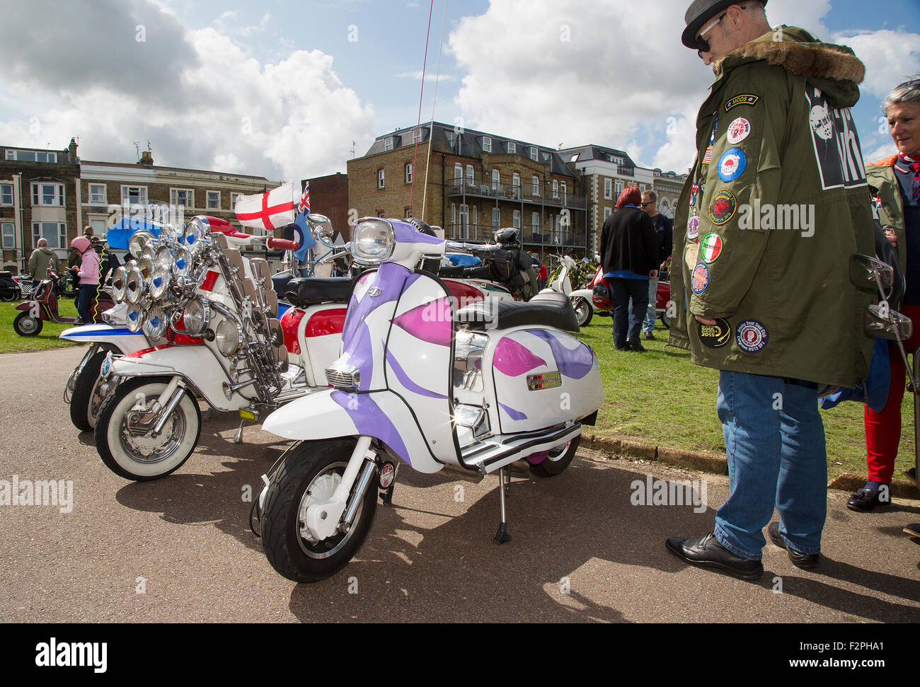 A lineup of scooters at the 2015 International Scooter Rally on the