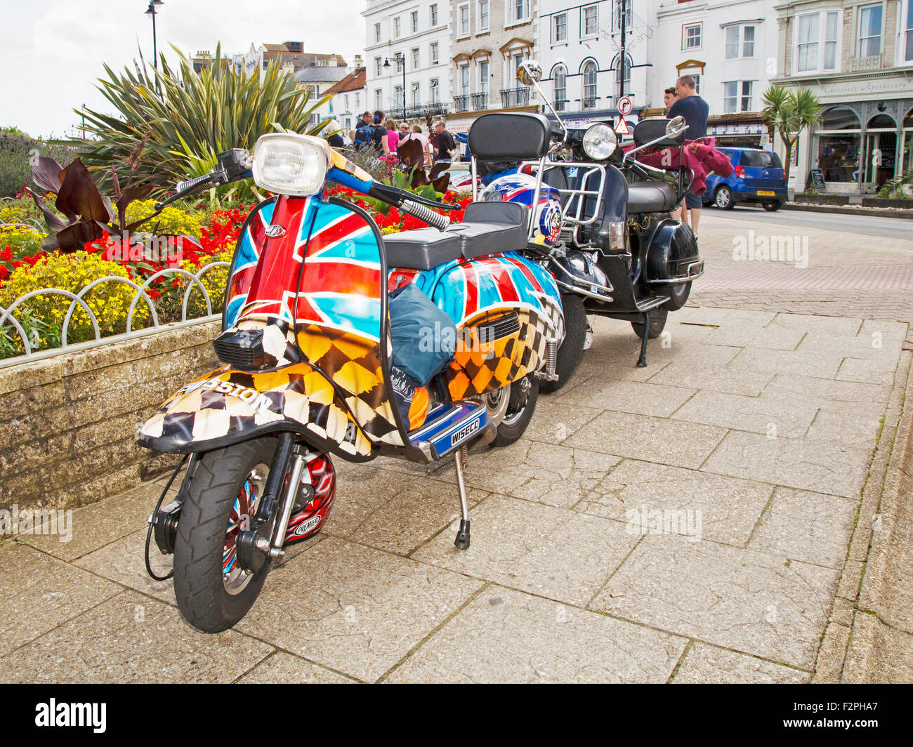 A lineup of scooters at the 2015 International Scooter Rally on the