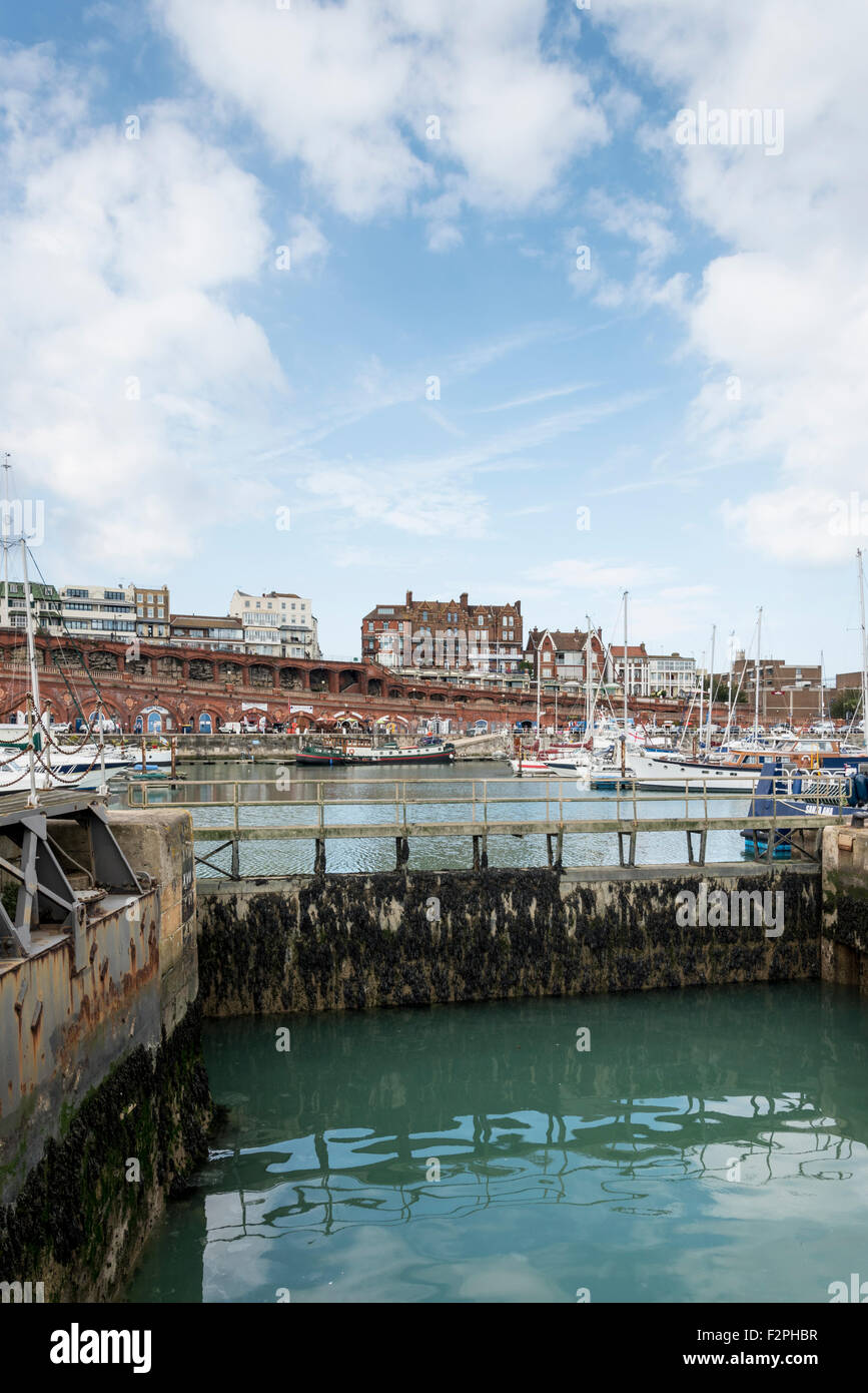 The Lock Gate Between The Outer And Inner Harbours Of Ramsgate Kent Which Is Closed At Low Tide Stock Photo Alamy