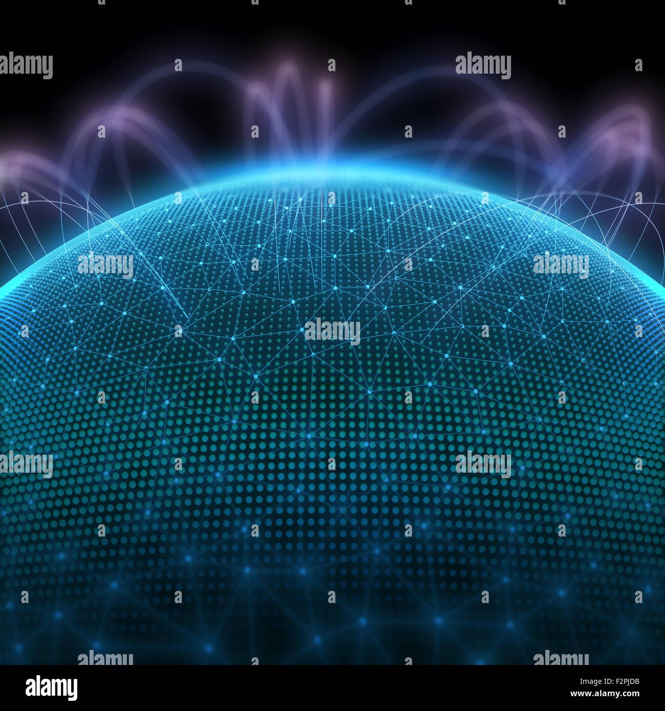 Digital planet with dots representing the binary code and world ...