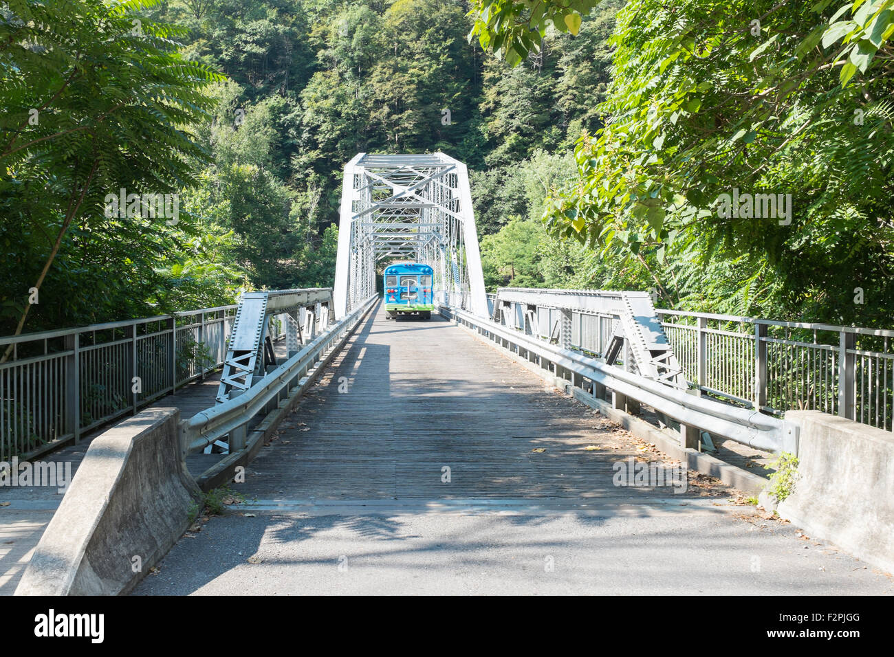The old Feyette Station Bridge which crosses the New River Gorge Stock Photo