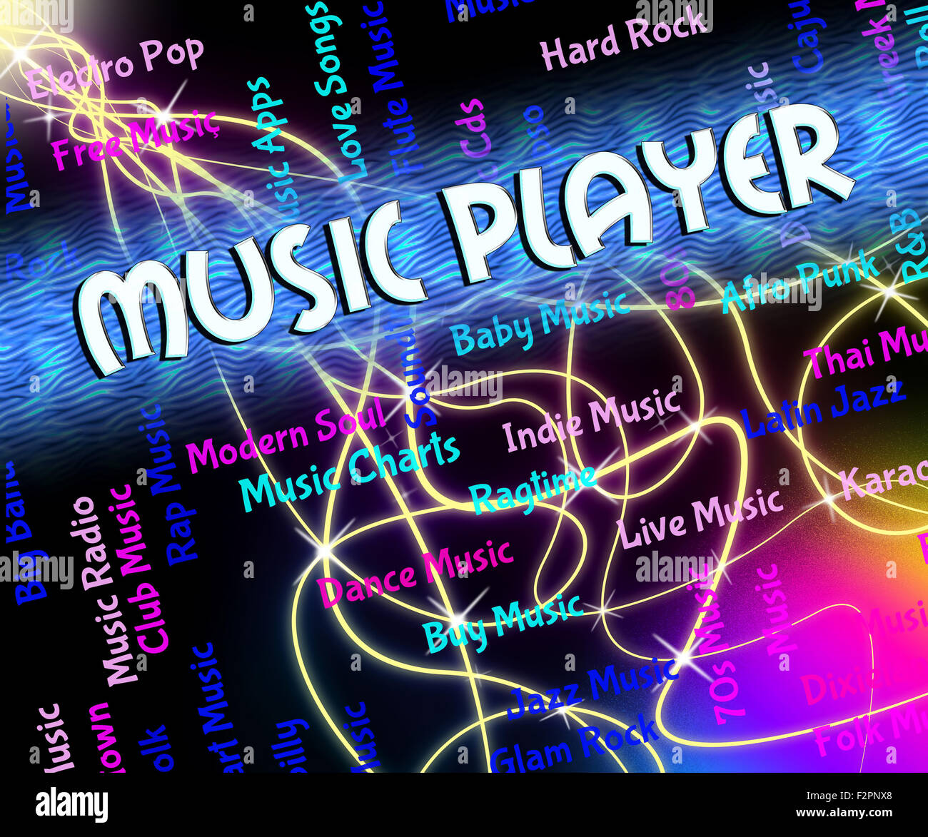 Music Player Meaning Sound Track And Tunes Stock Photo Alamy