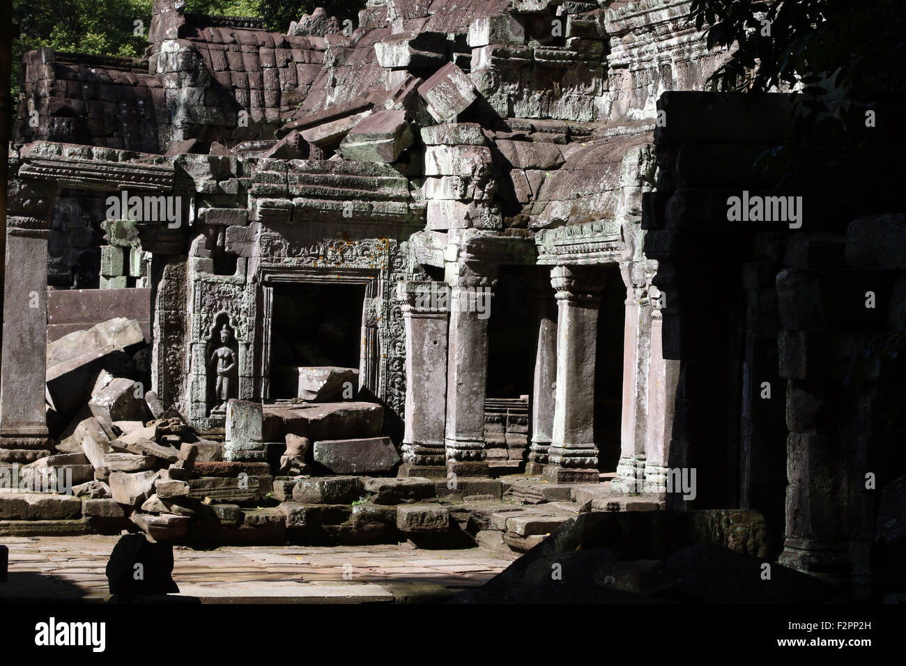 Ta Prohm temple at Angkor, Siem Reap Province, Stock Photo
