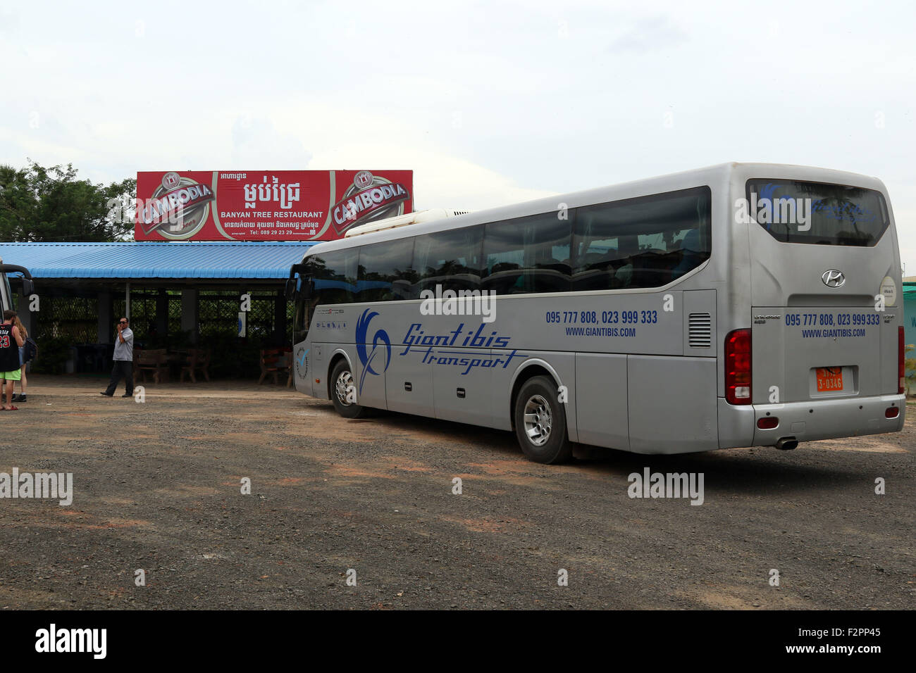 Giant Ibis bus travel stop off coach journey break Stock Photo