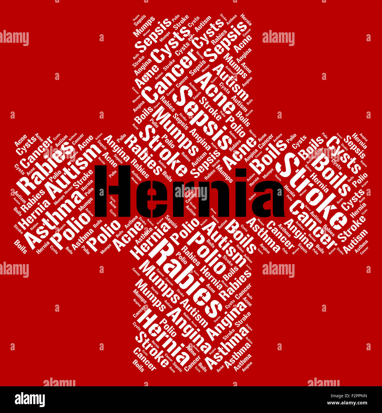 Hernia Word Meaning Ill Health And Afflictions Stock Photo