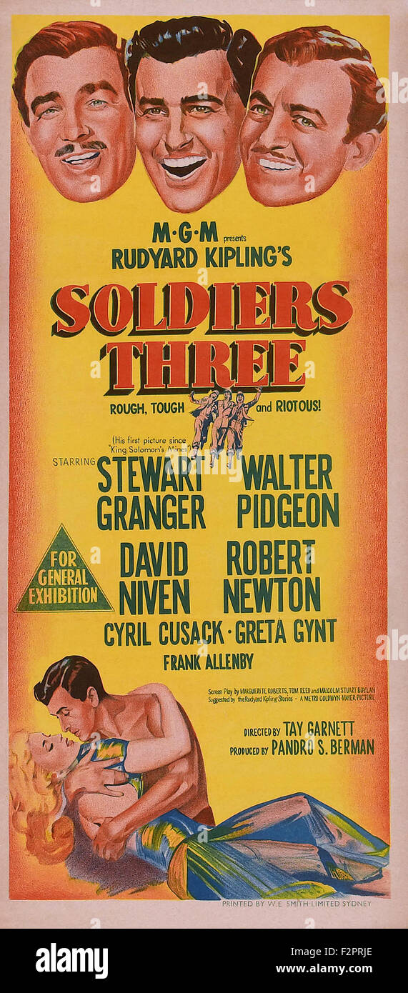 Soldiers Three (1951) - Movie Poster Stock Photo