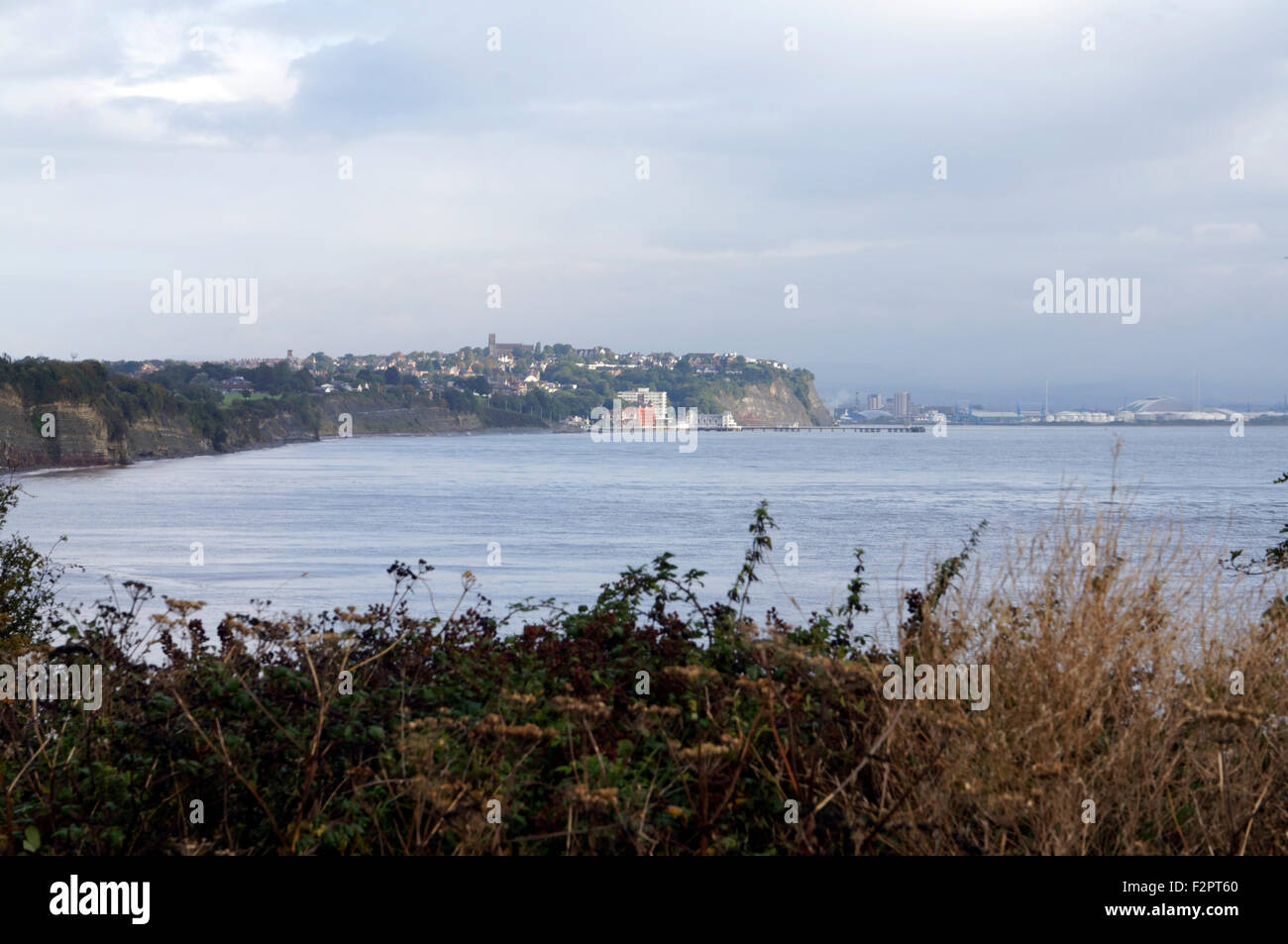 Distant view of Penarth, Vale of Glamorgan, South Wales, UK. Stock Photo