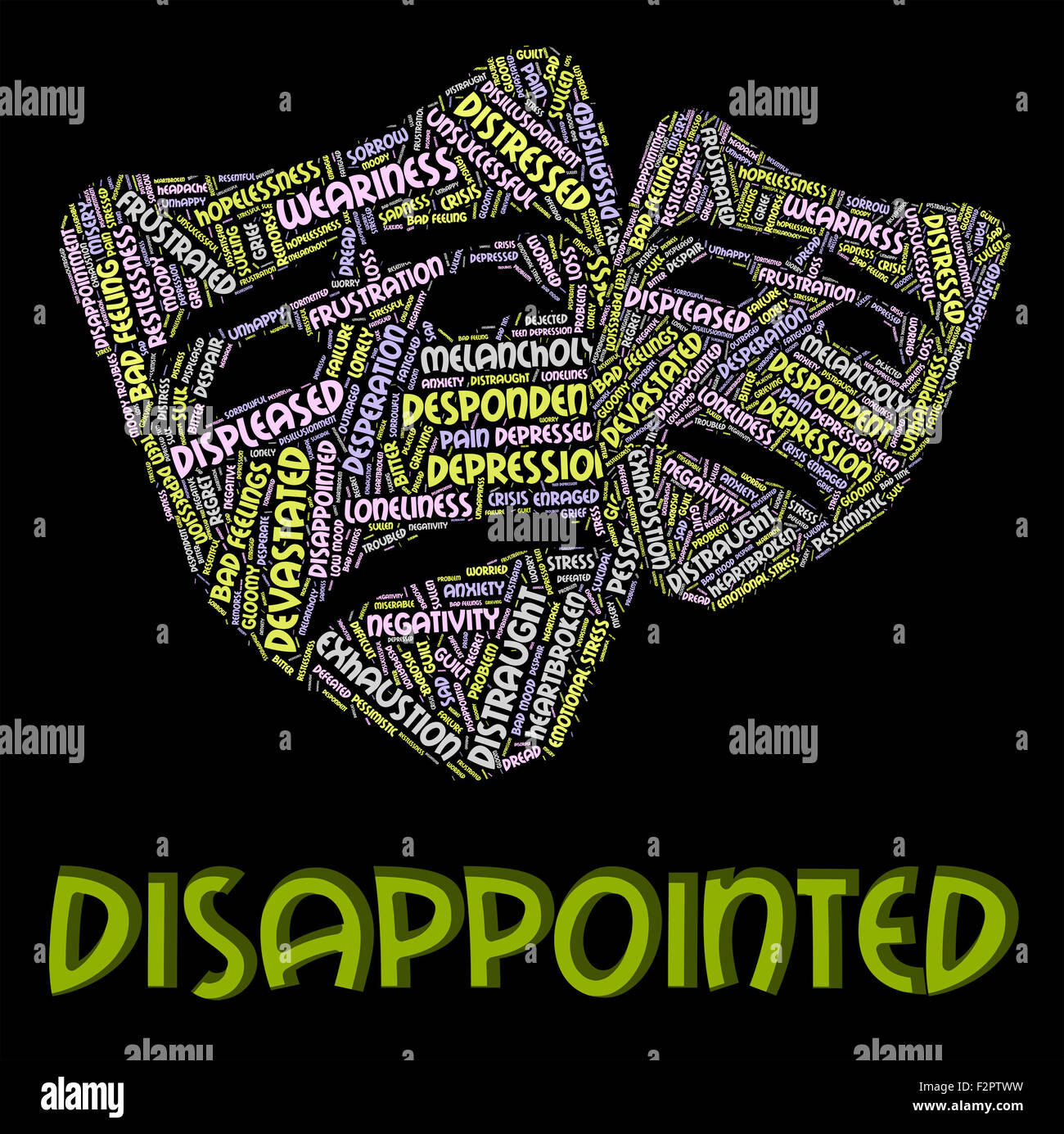 Disappointed Word Meaning Let Down And Depressed Stock Photo Alamy