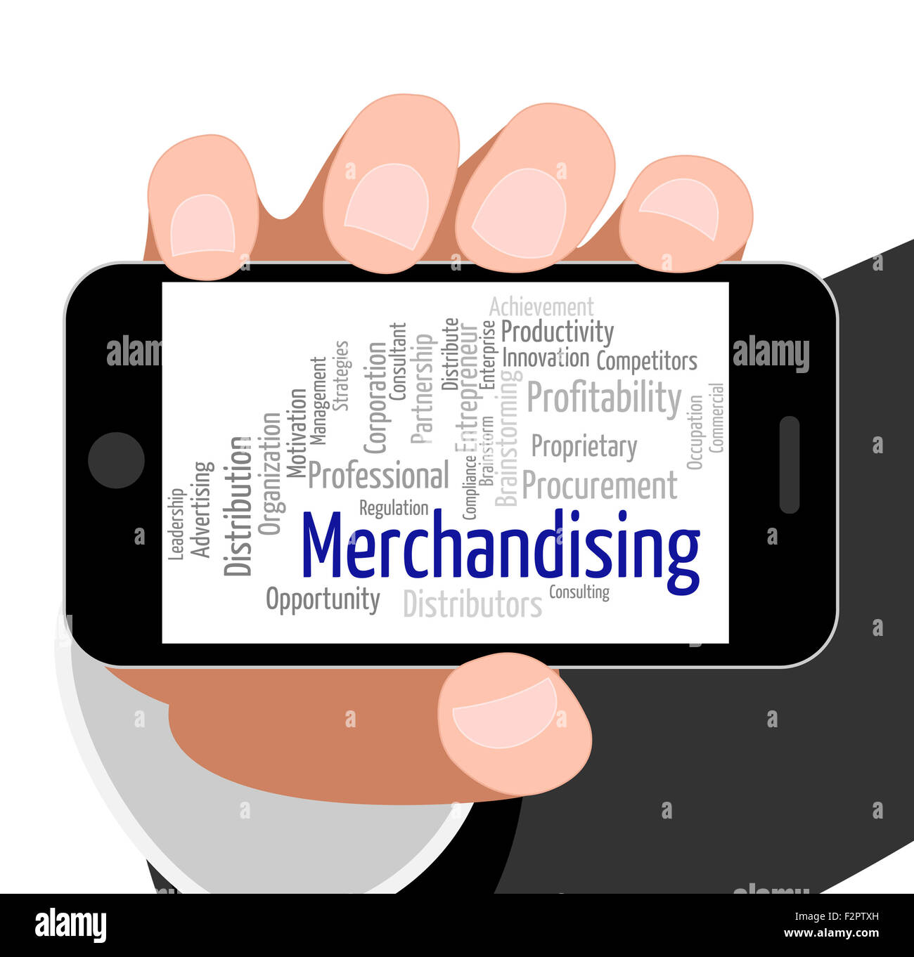 Merchandising Word Indicating Wordcloud Distribute And Retailing Stock