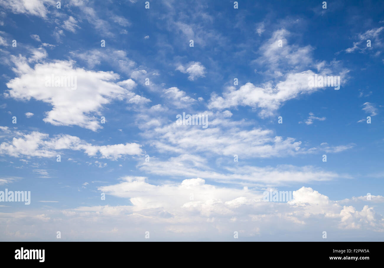 Natural blue cloudy sky. Background photo texture Stock Photo
