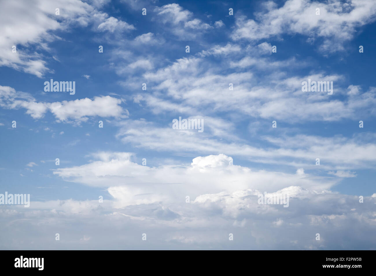 Natural blue cloudy sky background photo texture Stock Photo