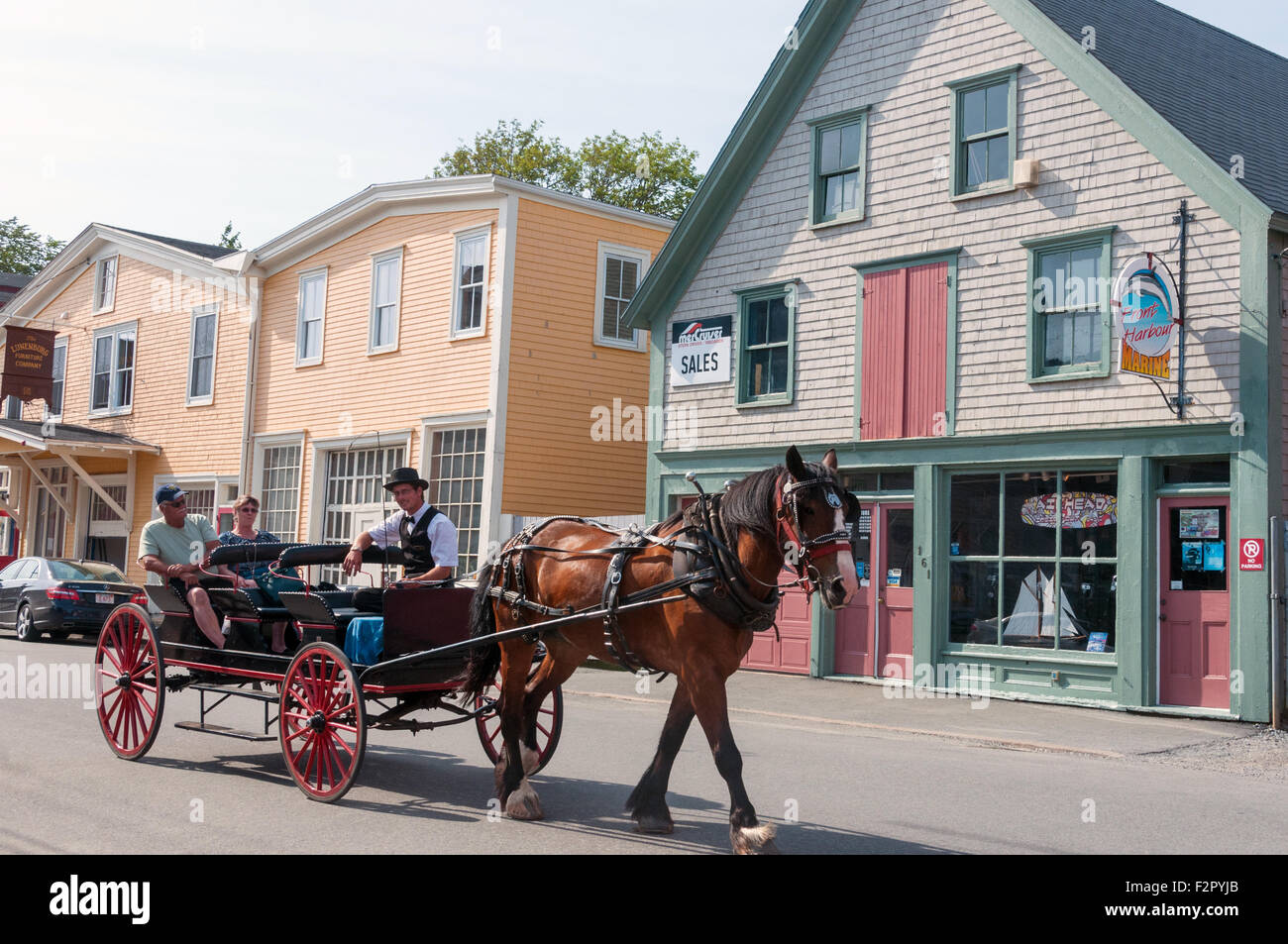 Horse carriage Lunenburg Nova Scotia Stock Photo