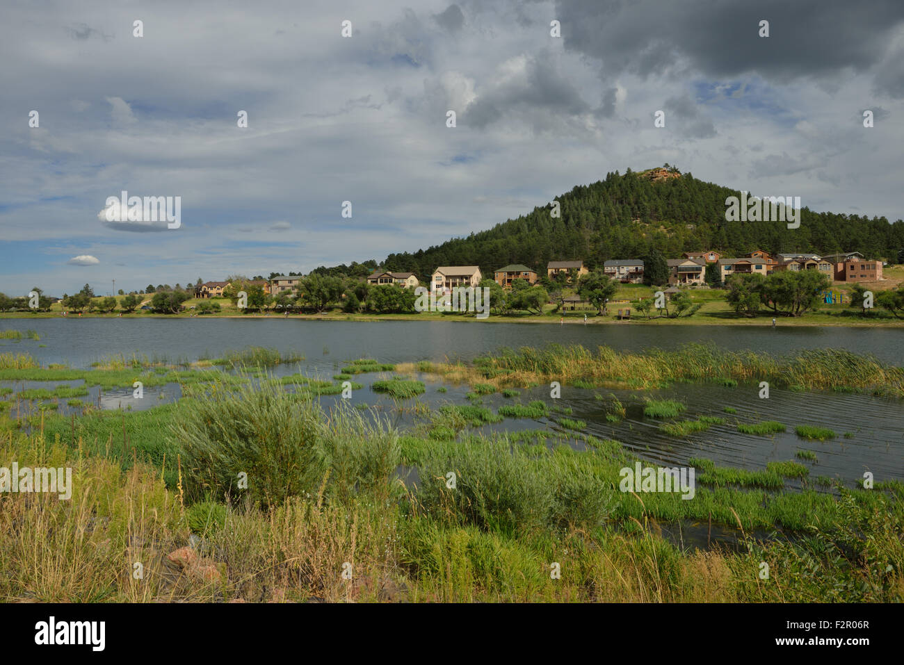 A stormy afternoon at the lakeshore, Palmer Lake CO Stock Photo