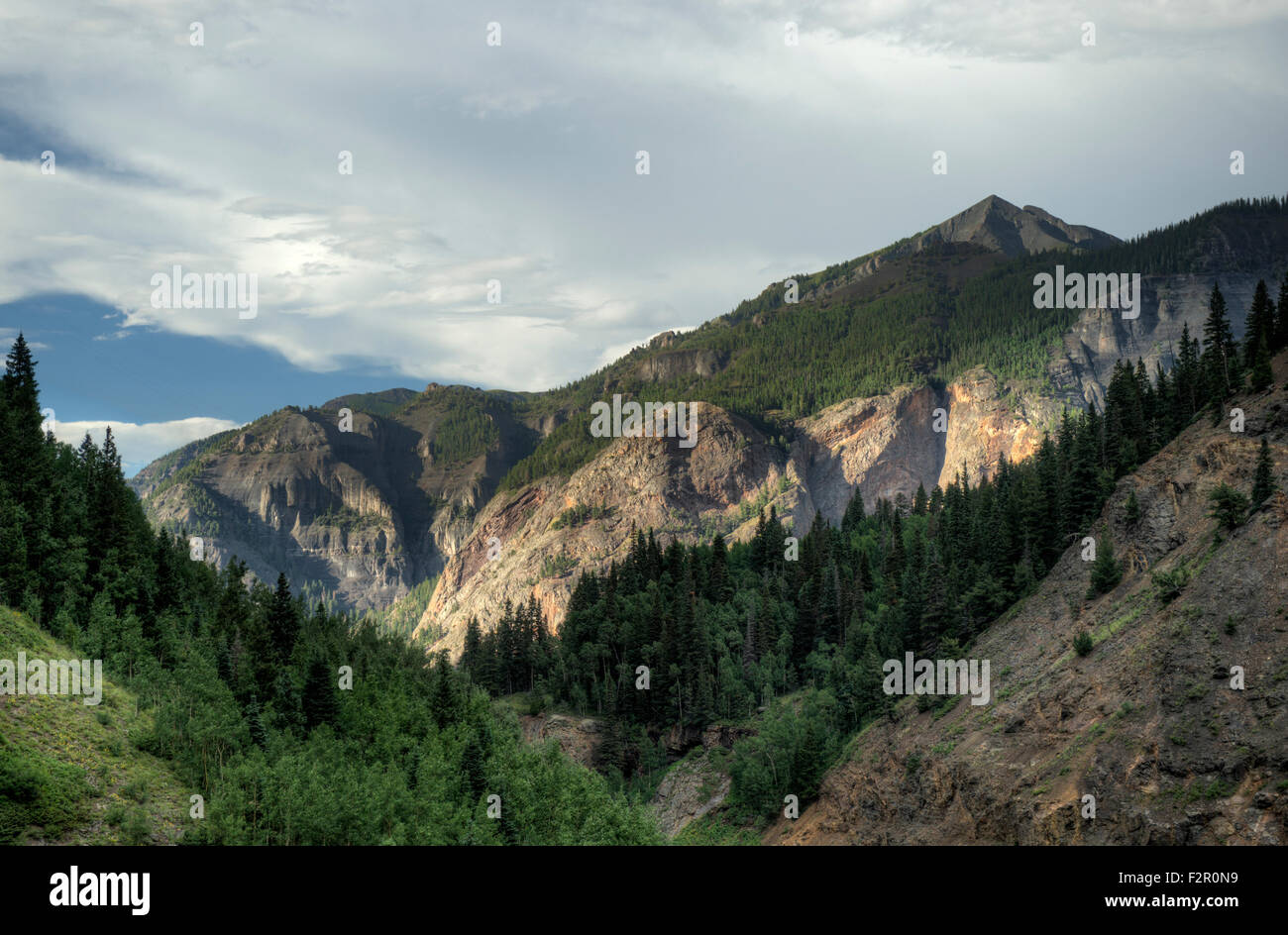 One of the views from US 550, the Million Dollar Highway, near Ouray, Colorado Stock Photo