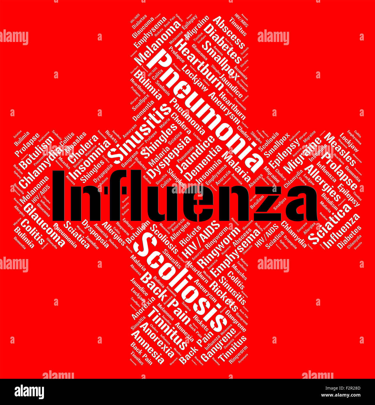 Influenza Word Showing Disease Afflictions And Diseased Stock Photo