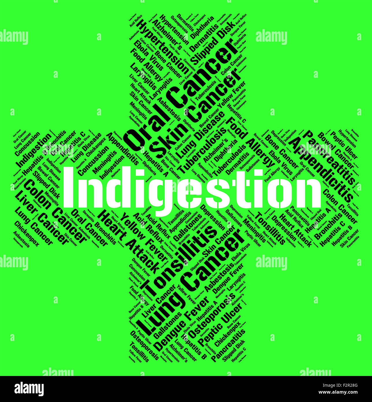 Indigestion Word Showing Stomach Upset And Attack Stock Photo Alamy