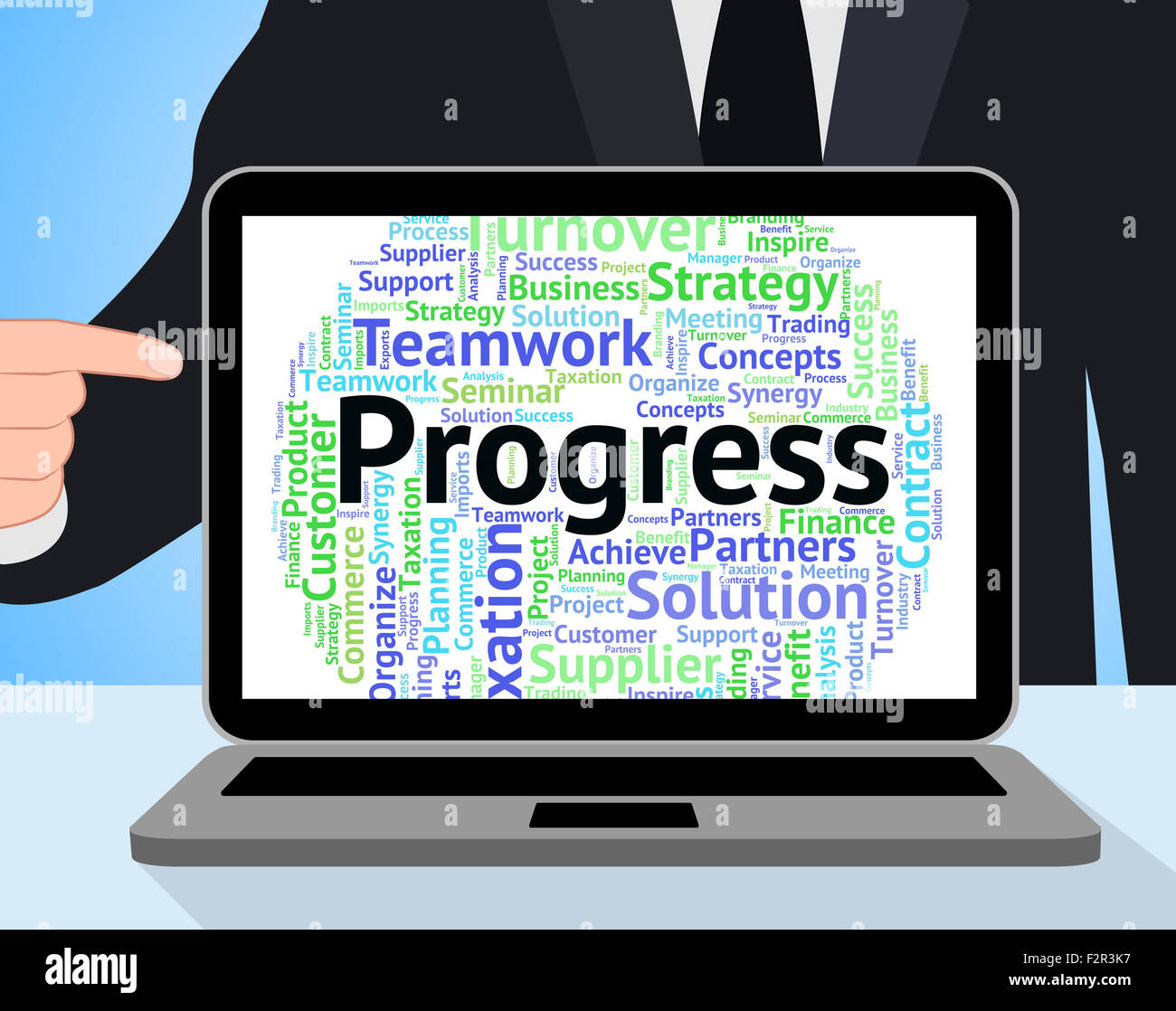 Progress Word Indicating Progression Text And Wordcloud Stock Photo