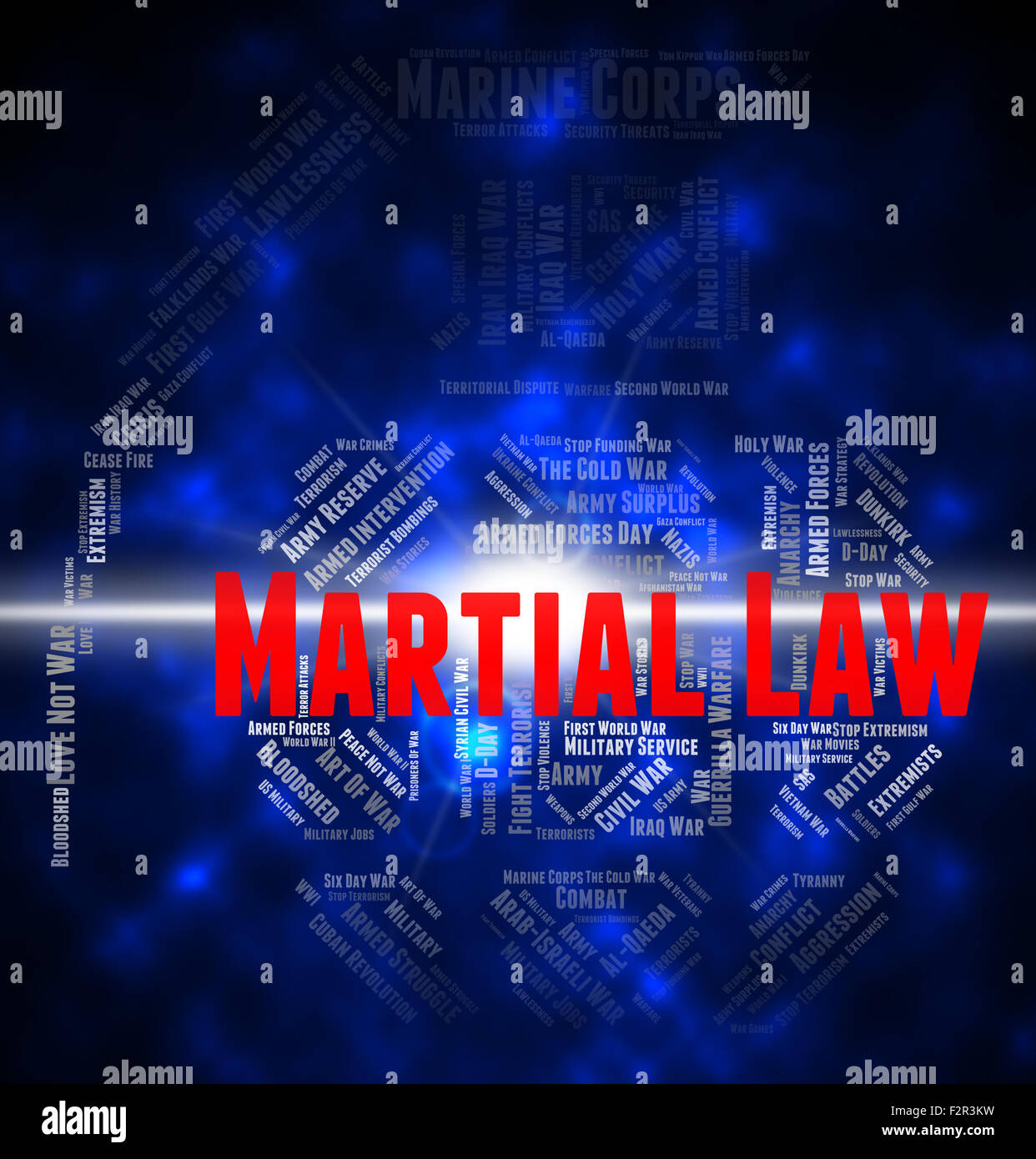 Martial Law Meaning Armed Forces And Wordcloud Stock Photo Alamy