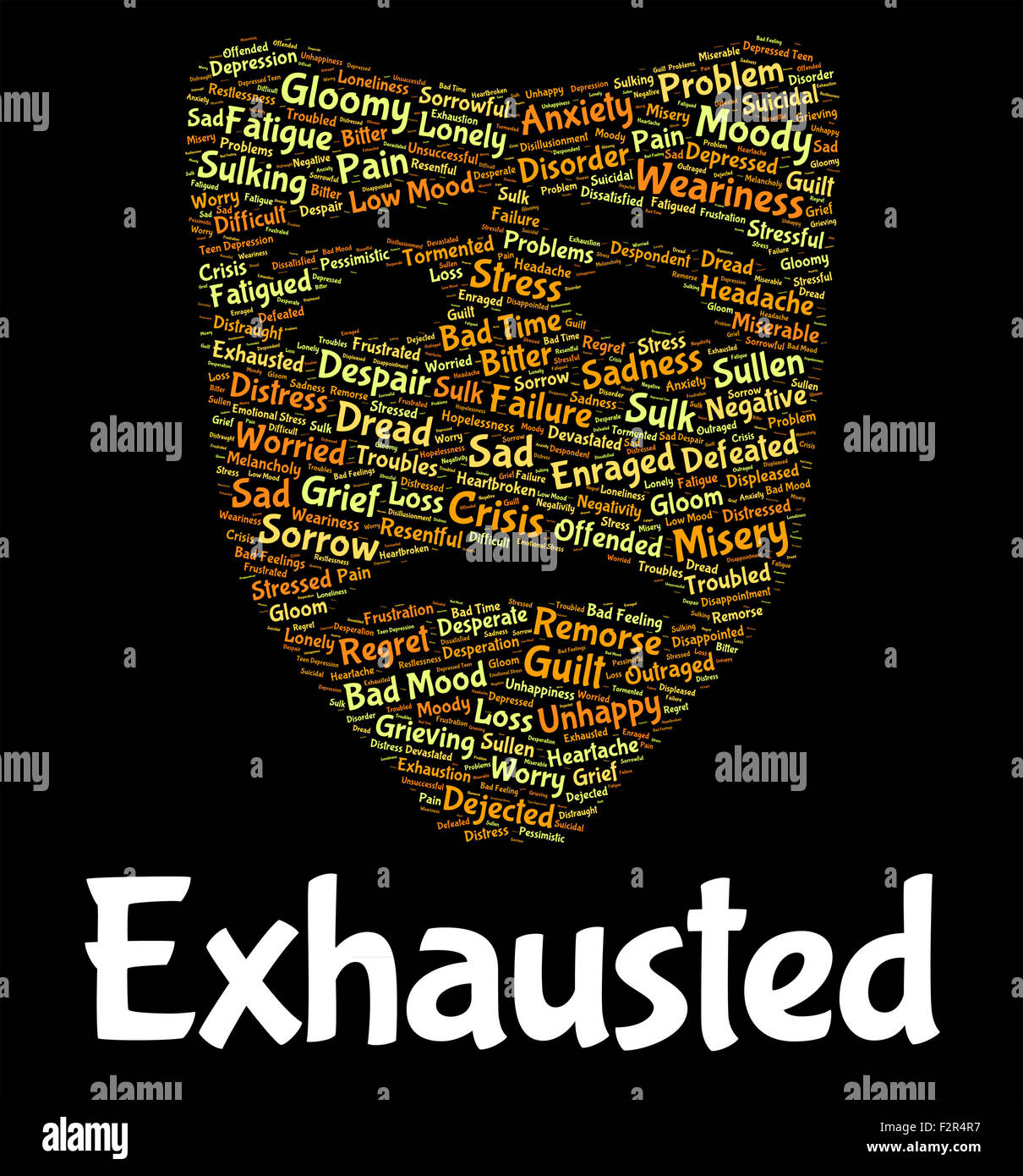 Exhausted Word Meaning Worn Out And Text Stock Photo - Alamy