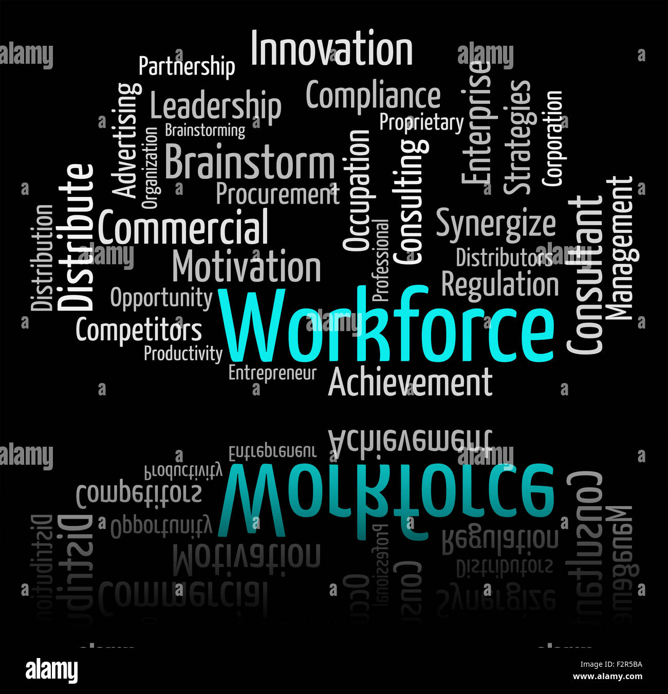 Workforce Word Indicating Human Resources And Wordclouds Stock Photo