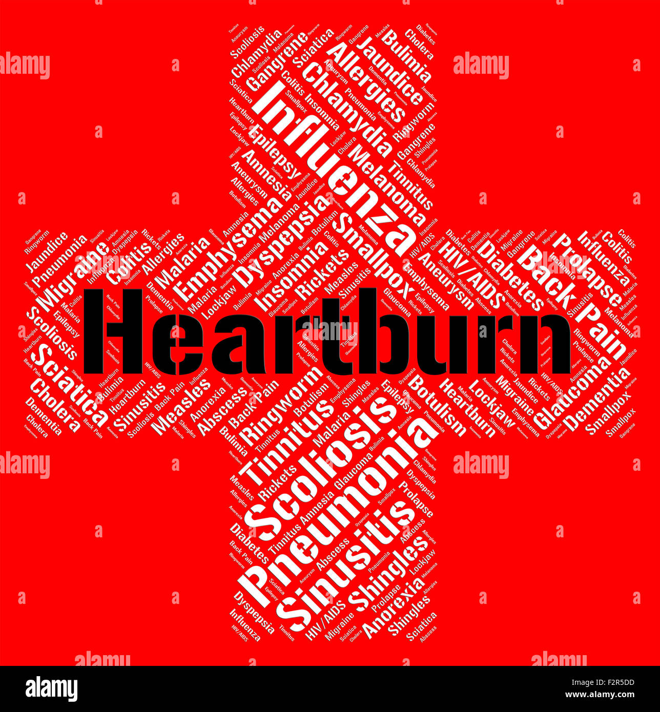 Heartburn Word Indicating Acid Indigestion And Diseased Stock Photo