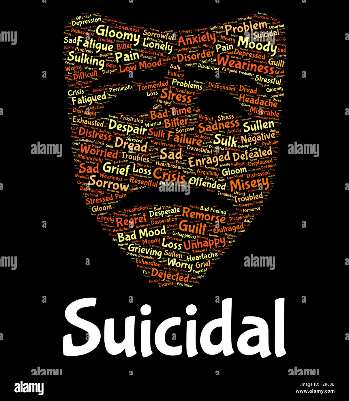 Suicidal Word Indicating Attempted Suicide And Deadly Stock Photo