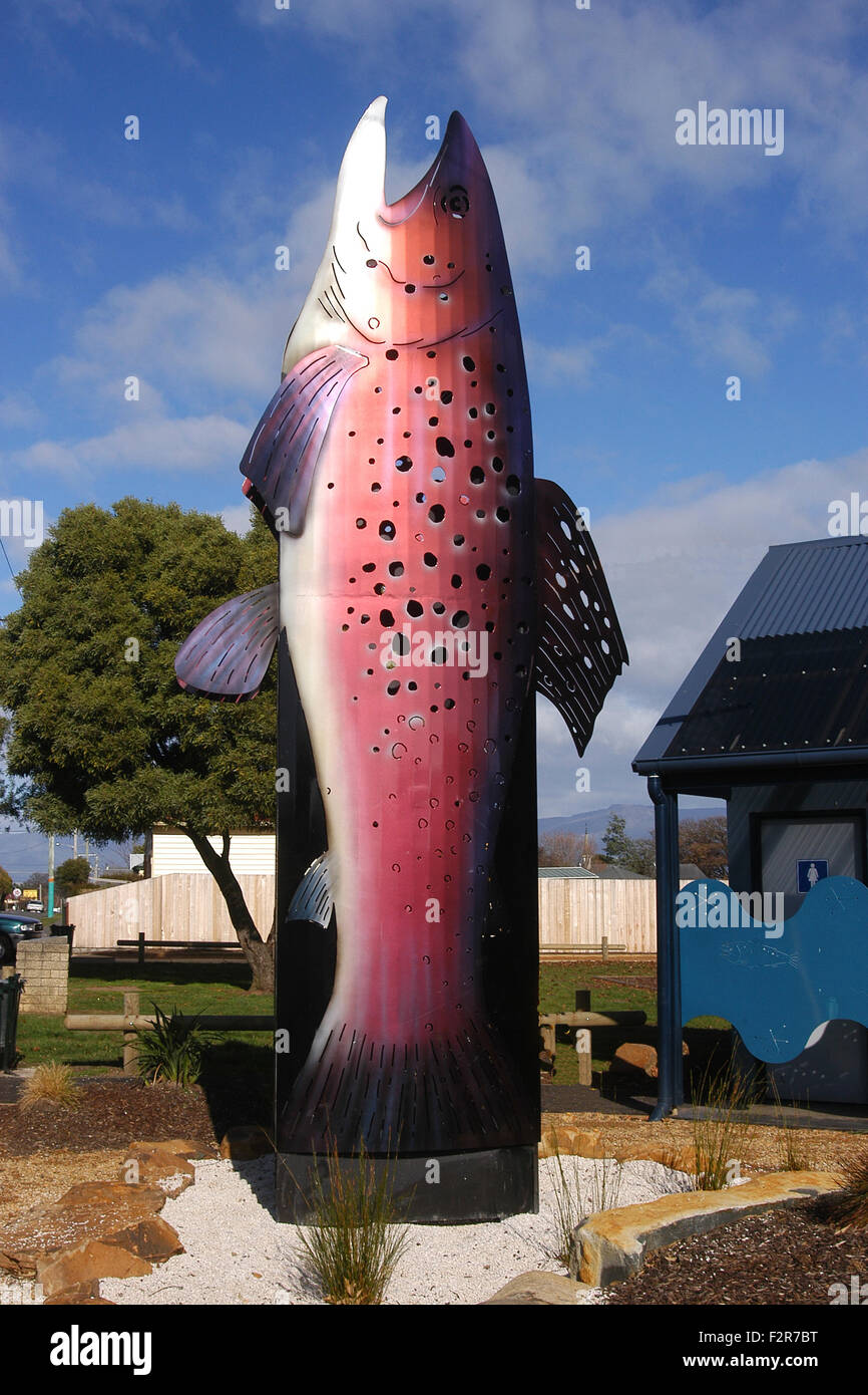 The large metal trout at Cressy on the Norfolk Plains, Tasmania