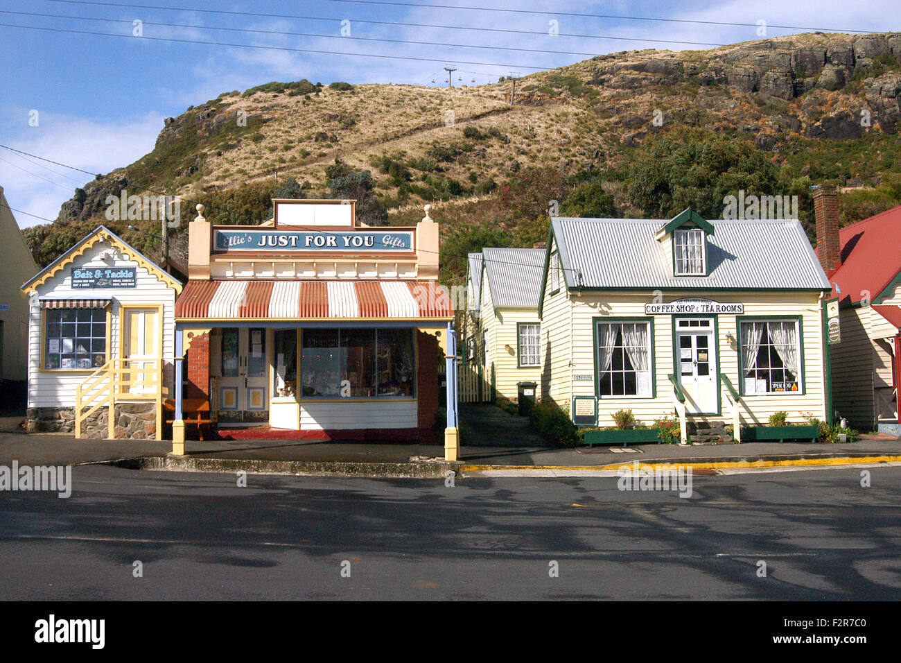 Cafes and shops in the small town of Stanley in Tasmania, Australia