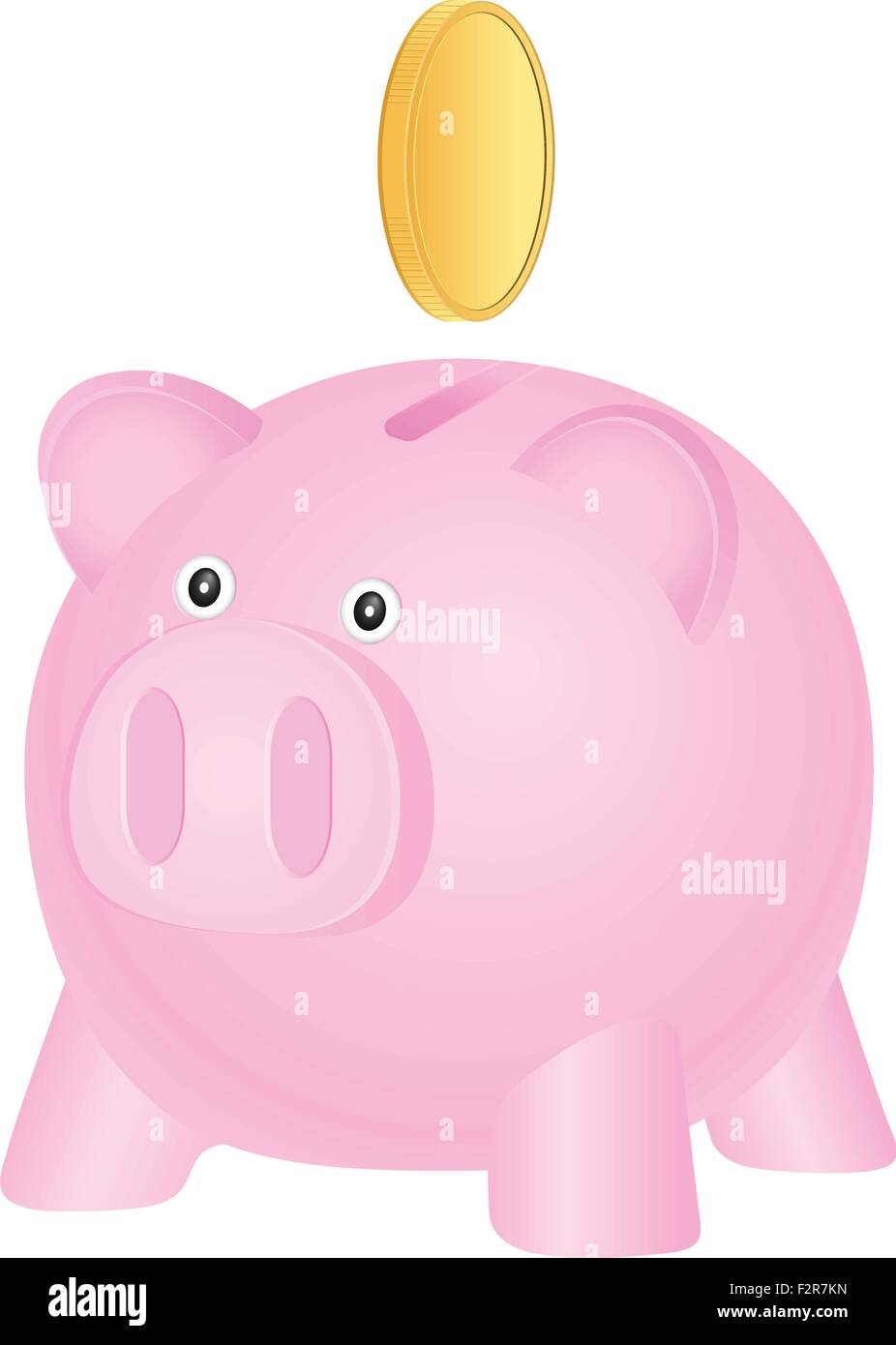 Piggy bank and coin on white background. Vector illustration Stock ...