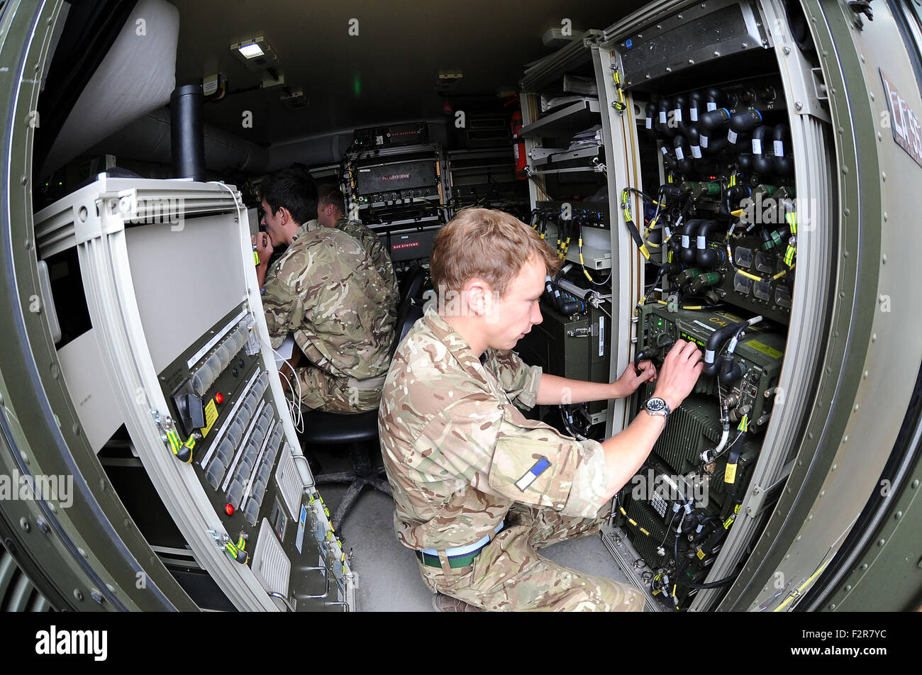 British Army mobile communication system during exercise, Britain, UK Stock Photo