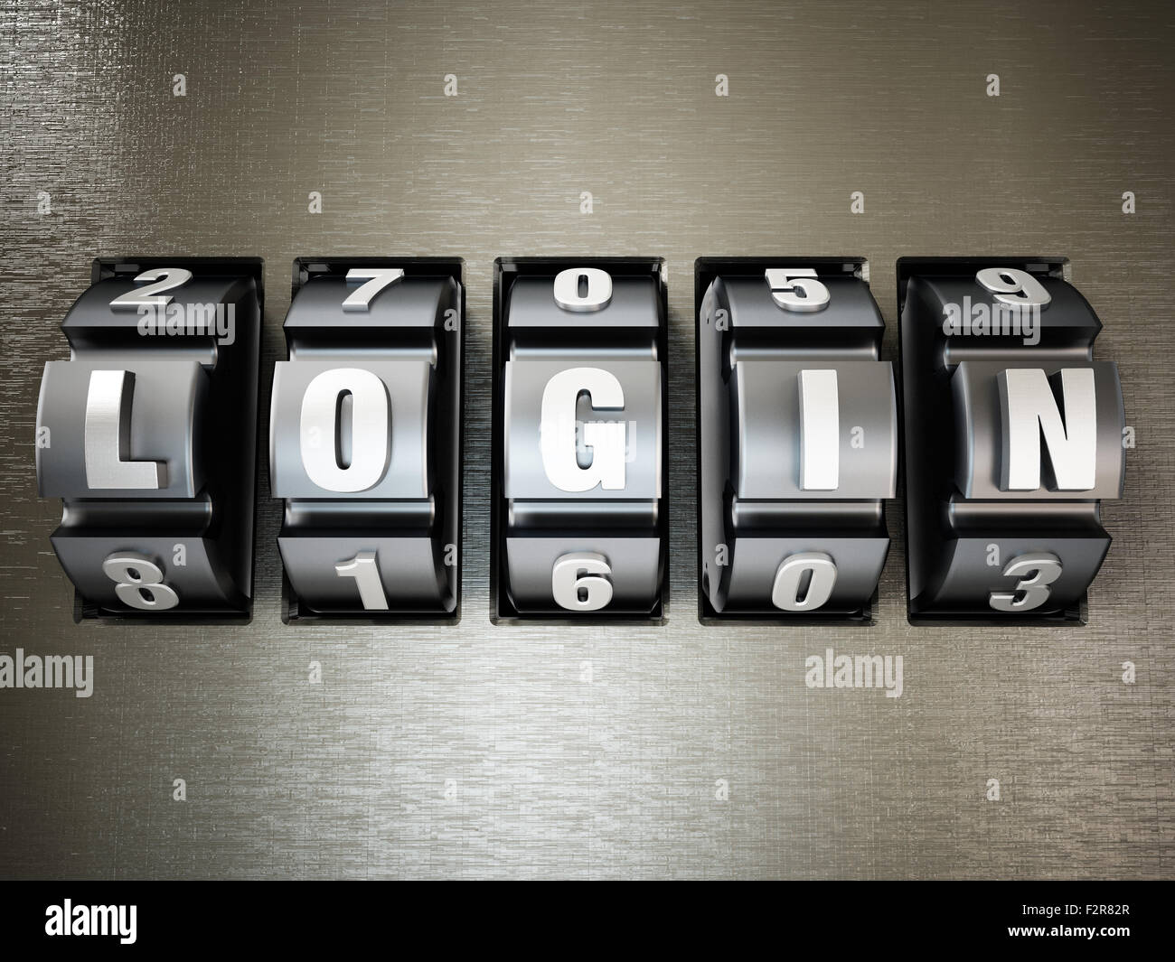 Login text as password among numbers Stock Photo