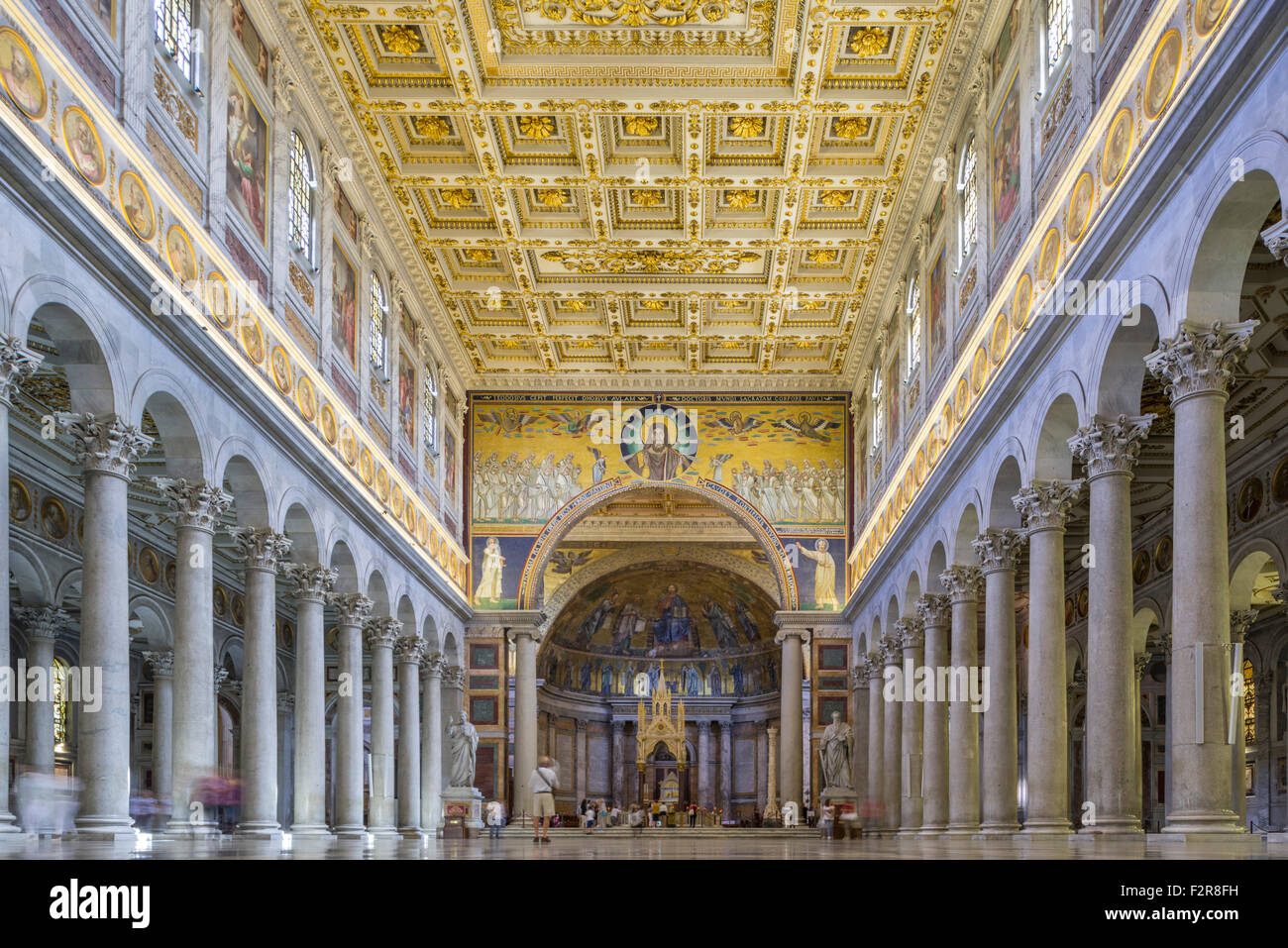 Basilica of Saint Paul Outside the Walls, Papale San Paolo fuori le Mura, interior, Rome, Lazio, Italy Stock Photo
