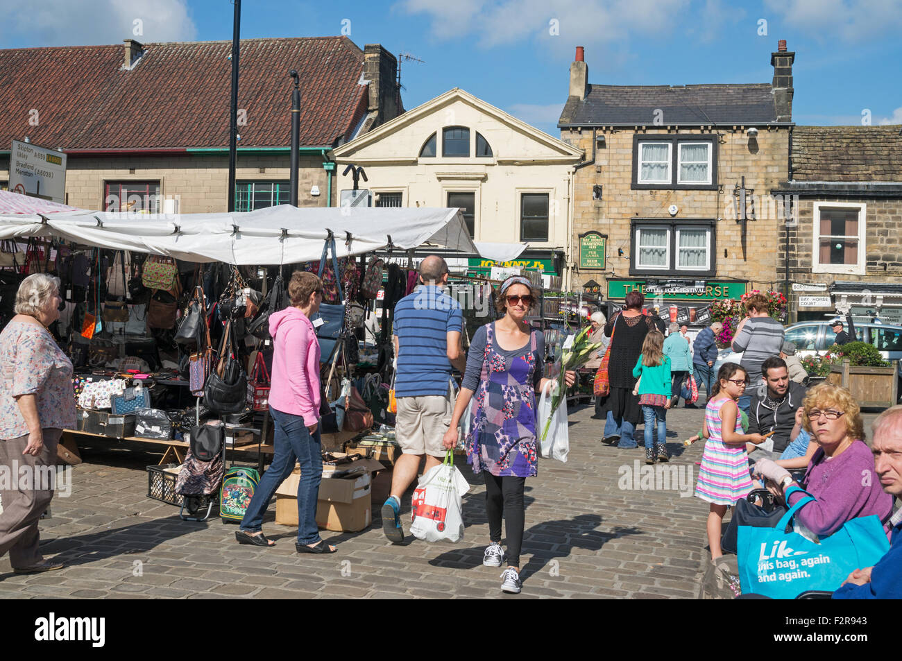 Otley street market, West Yorkshire, England, UK Stock Photo