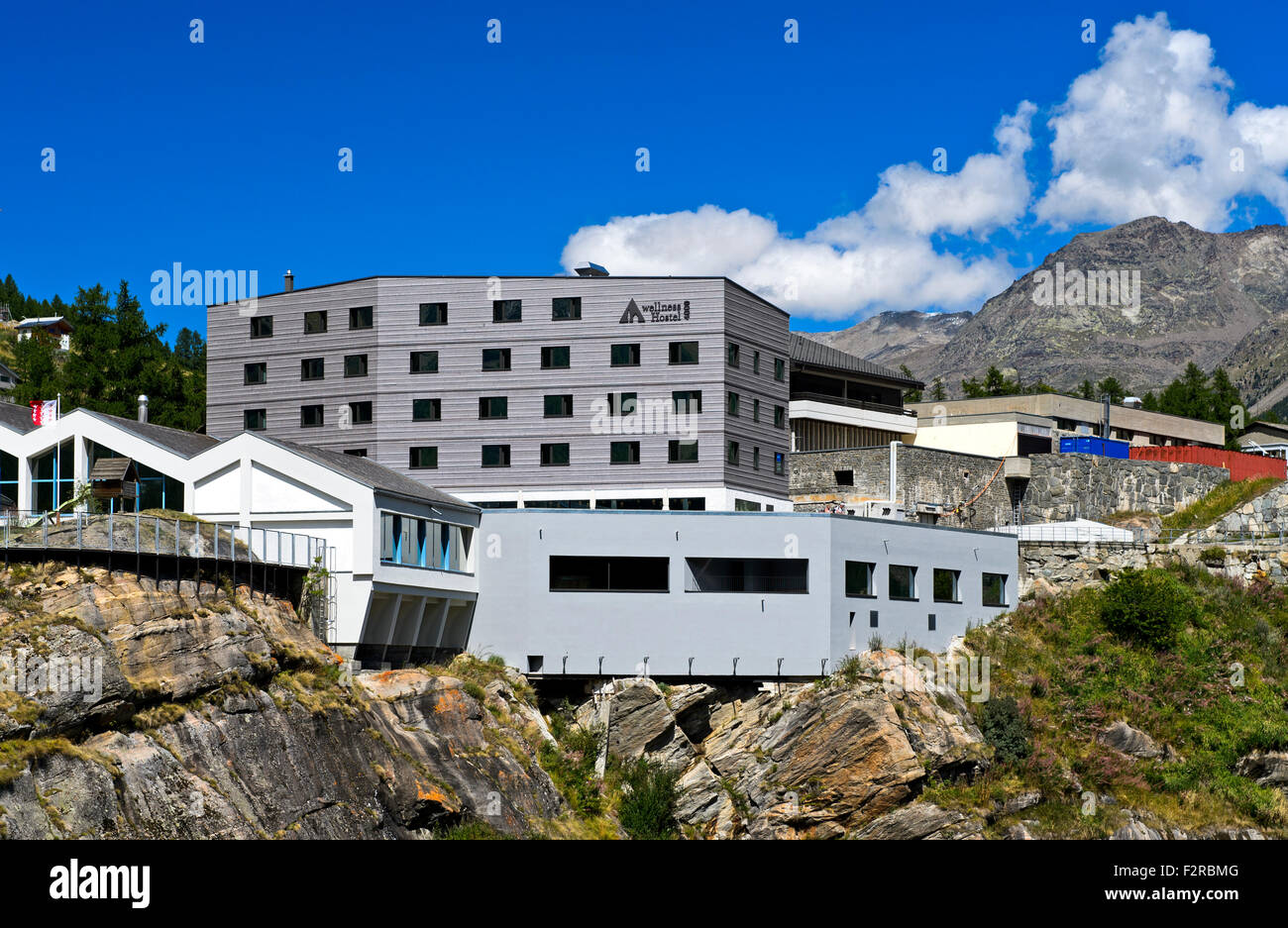 Youth hostel wellnessHostel4000, Saas-Fee, Valais, Switzerland Stock Photo