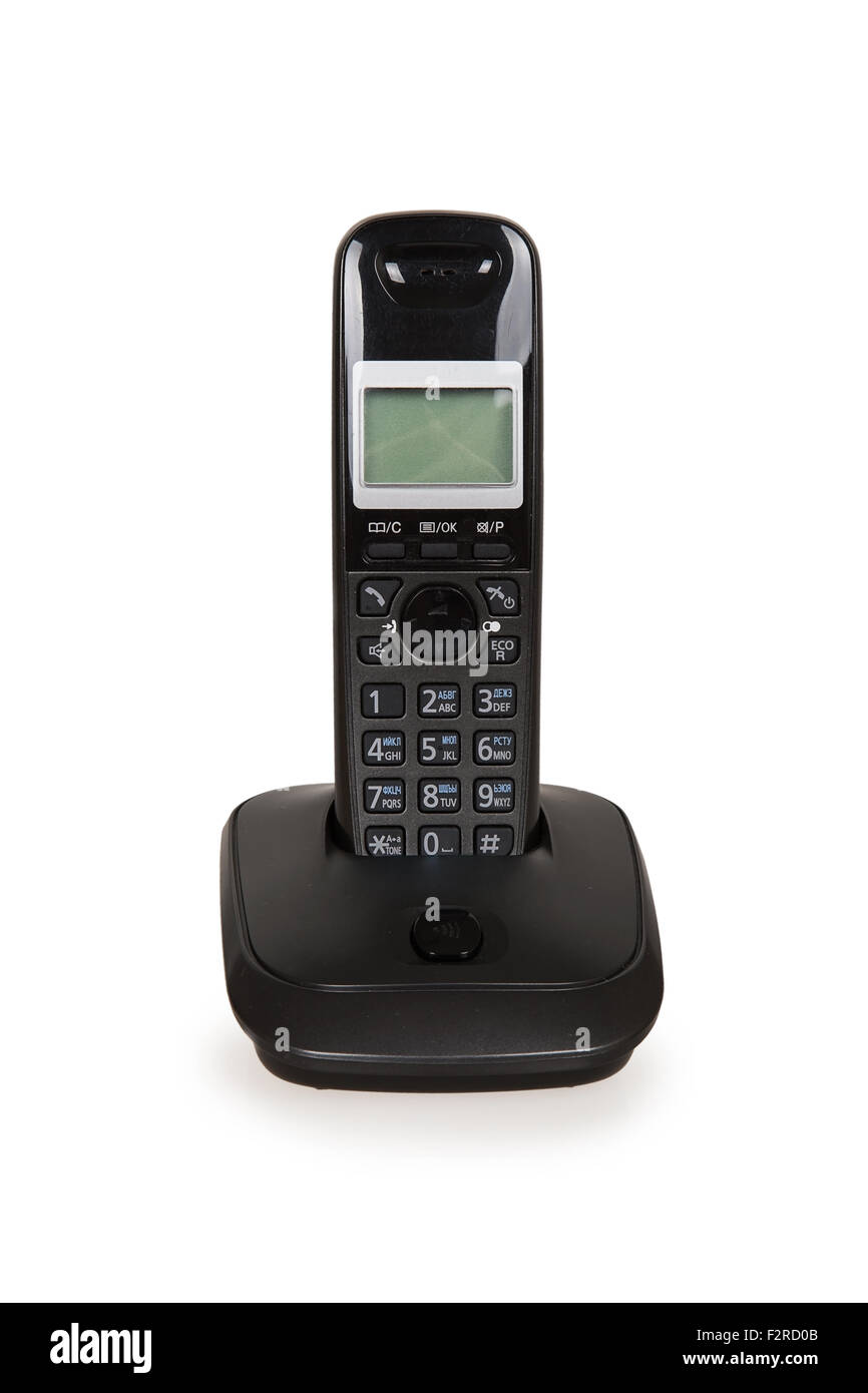 Black cordless telephone isolated on a white background Stock Photo Alamy