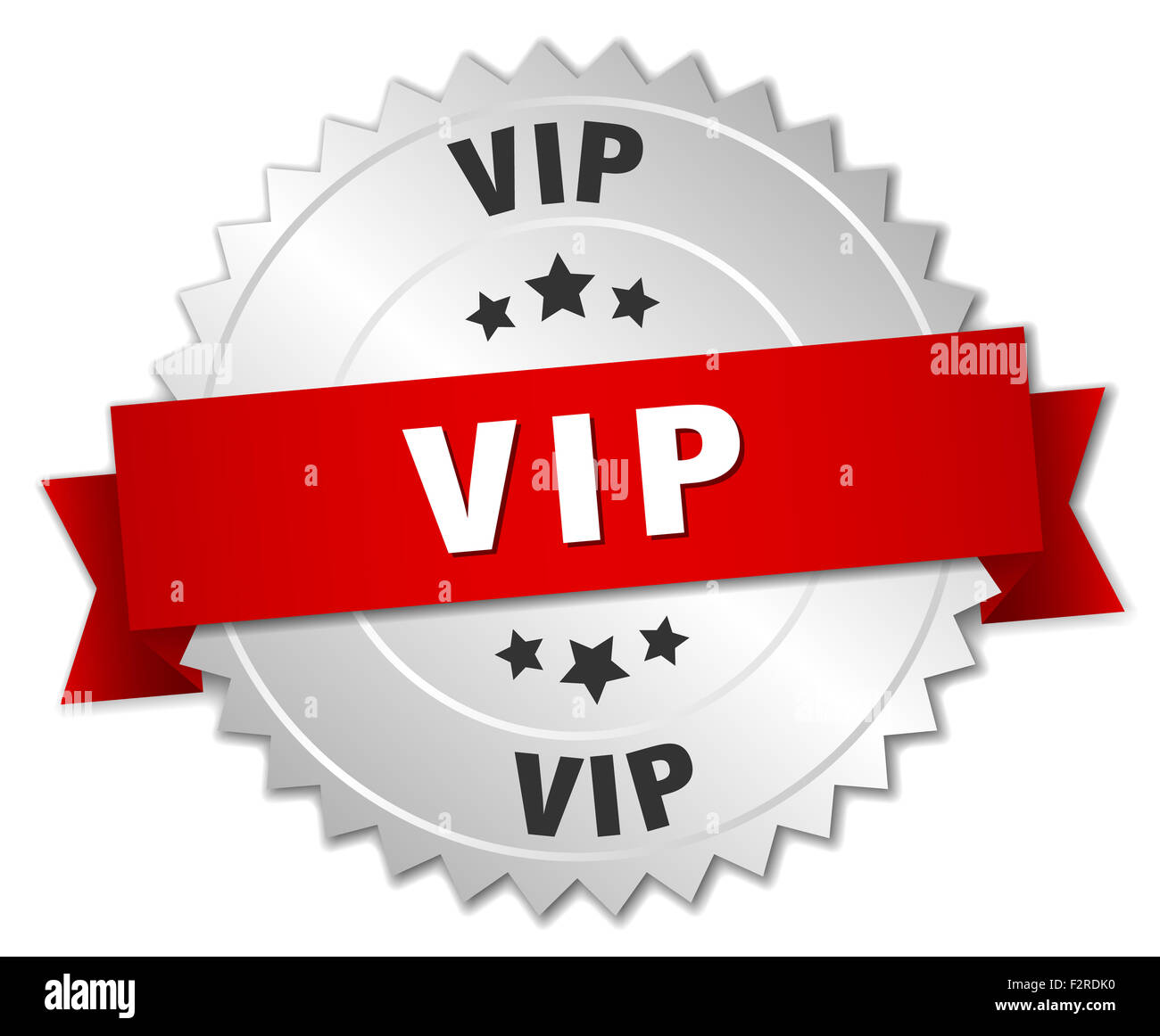 vip 3d silver badge with red ribbon Stock Photo - Alamy