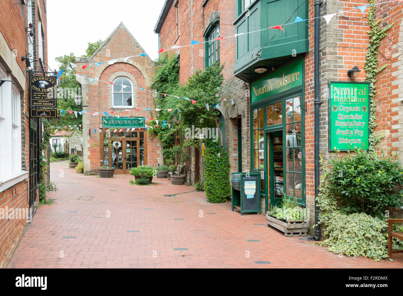 Shops in old building in a courtyard at Diss Norfolk UK Stock Photo