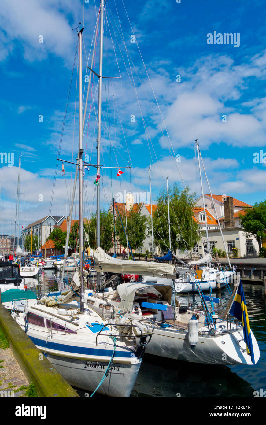 Sailing boats, Christianshavns Kanal, canal, Christianshavn, Copenhagen, Denmark Stock Photo