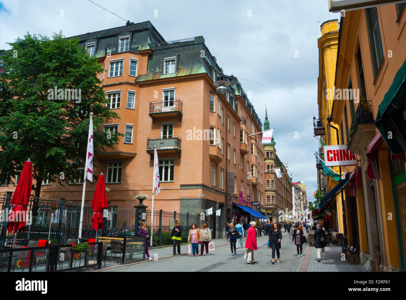 Drottninggatan, main pedestrian street, Stockholm, Sweden Stock Photo