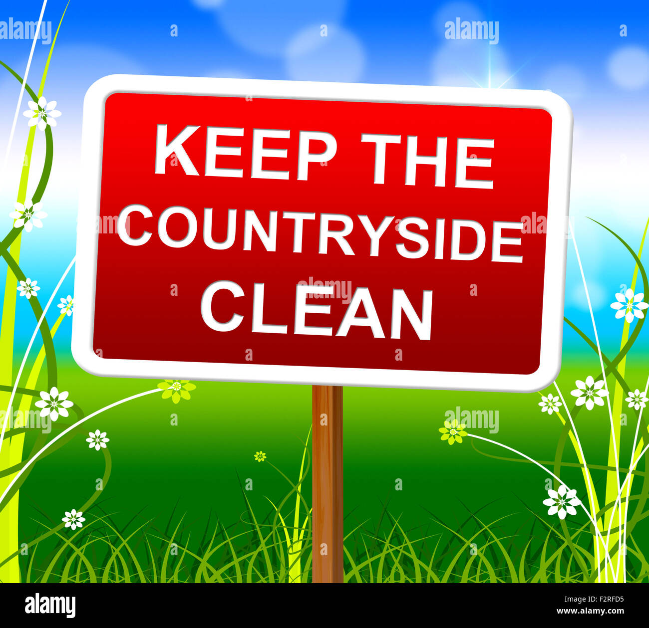 Keep Countryside Clean Indicating Natural Meadows And Scene Stock Photo