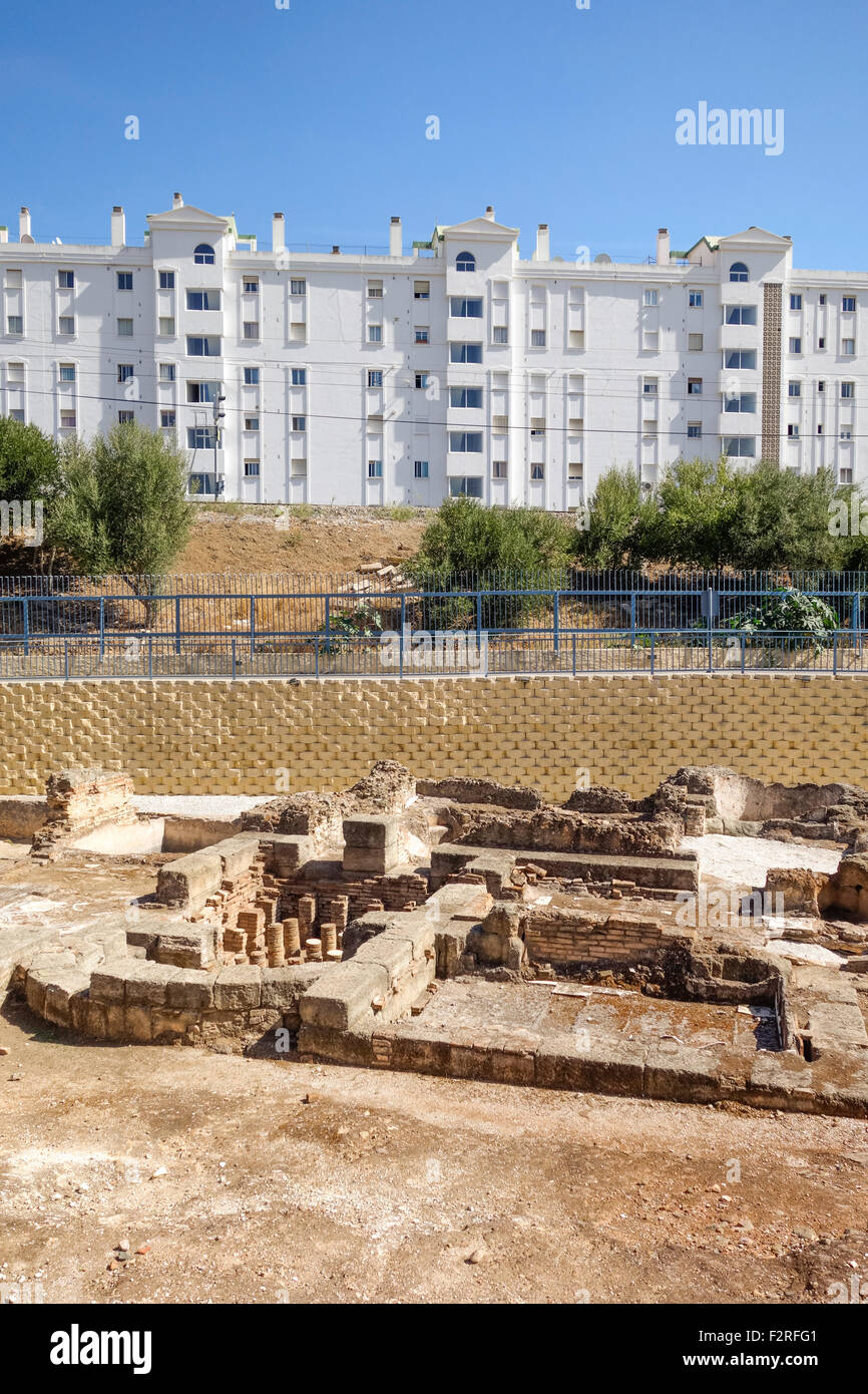 Roman ruins with cisterns for decanting and storing water for thermal baths and patio  Fuengirola, Andalusia, Spain. Stock Photo