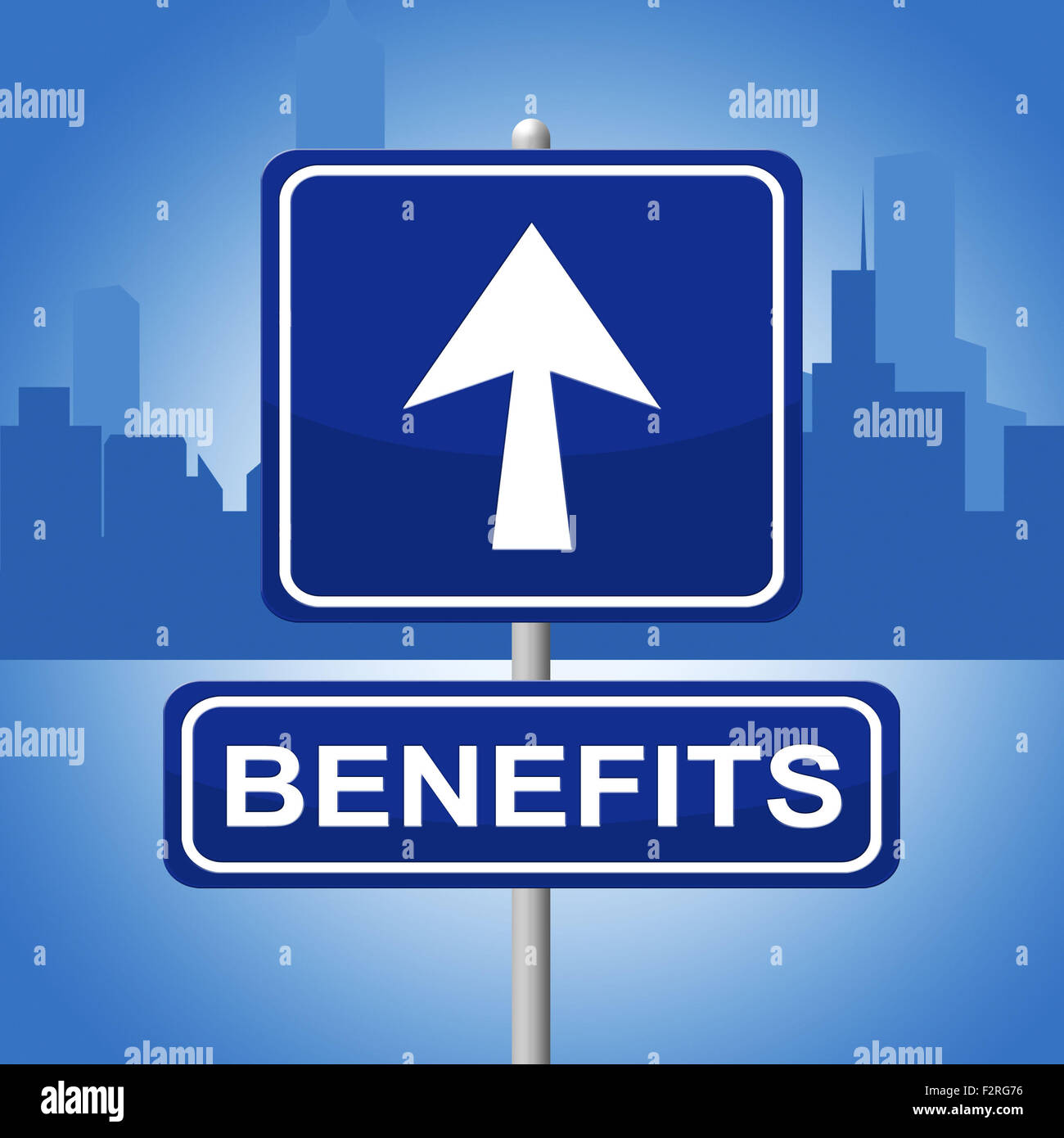 Benefits Sign Meaning Message Award And Arrow Stock Photo Alamy