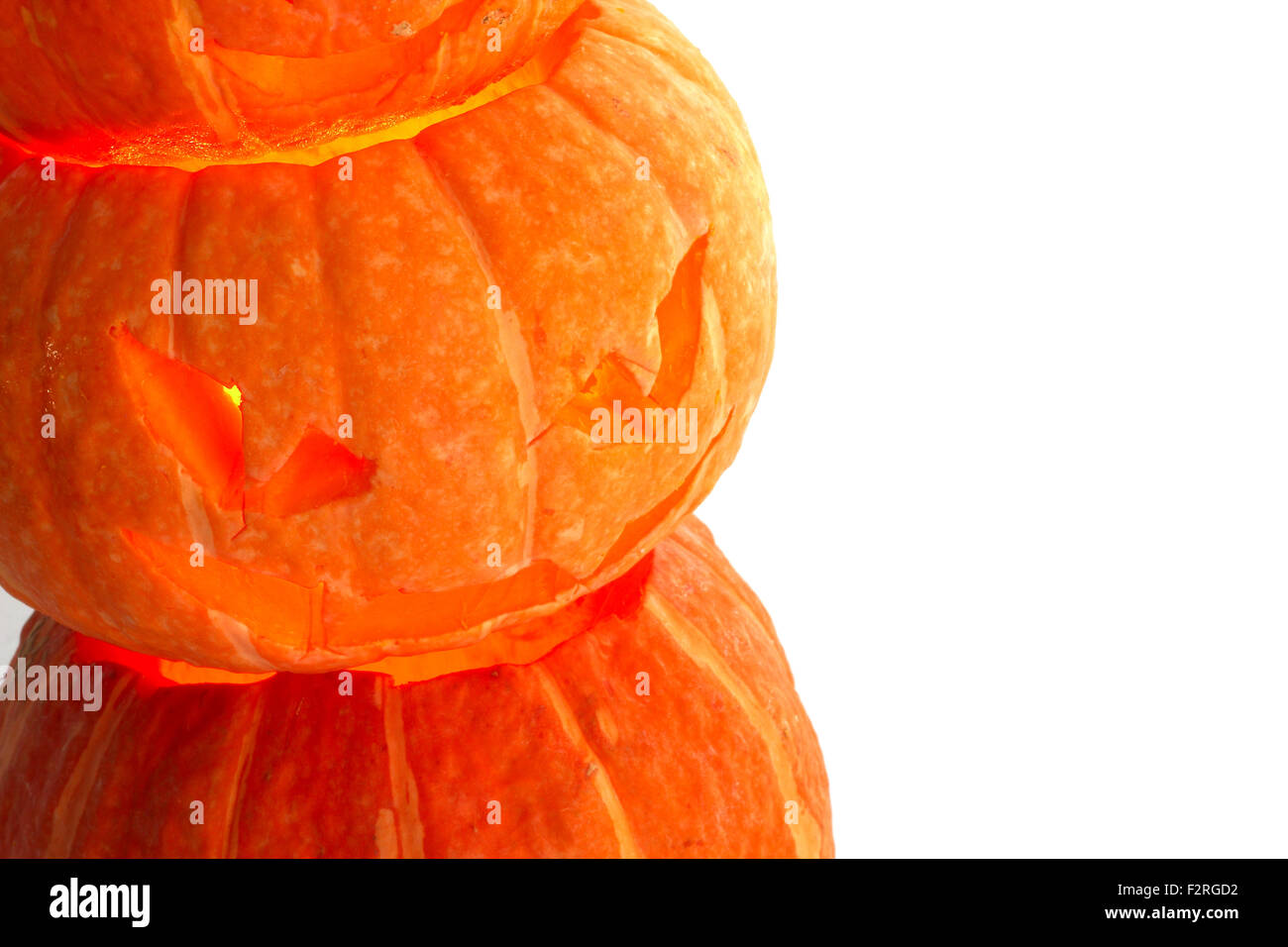 Glowing Halloween Pumpkins isolated on white background Stock Photo - Alamy