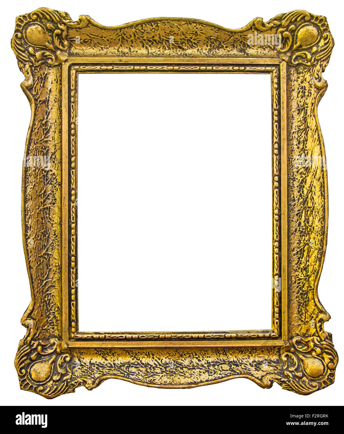 Old wooden gilded Frame Isolated with Clipping Path Stock Photo